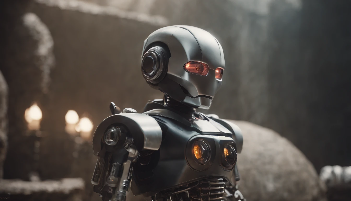 a , Kid Robot,(masterpiece,extreme detailed,top quality) , Ruin ,very cute robot, (Movie lighting),(light and shadow effect),(unreal-engine),(Tyndall),(cinema4d),(Super futuristic fantasy style),(8k wallpaper),(tmasterpiece),(Photography Award),realisticlying