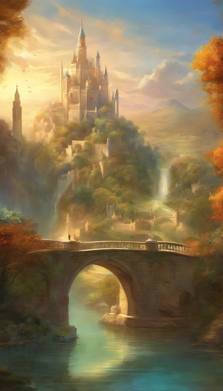 A celestial city of all sizes, With the castle, Bridges and lakes, A place with magnificent gardens, A place like heaven, Abode of the Gods, With Greek columns, Seville-style city in Spain