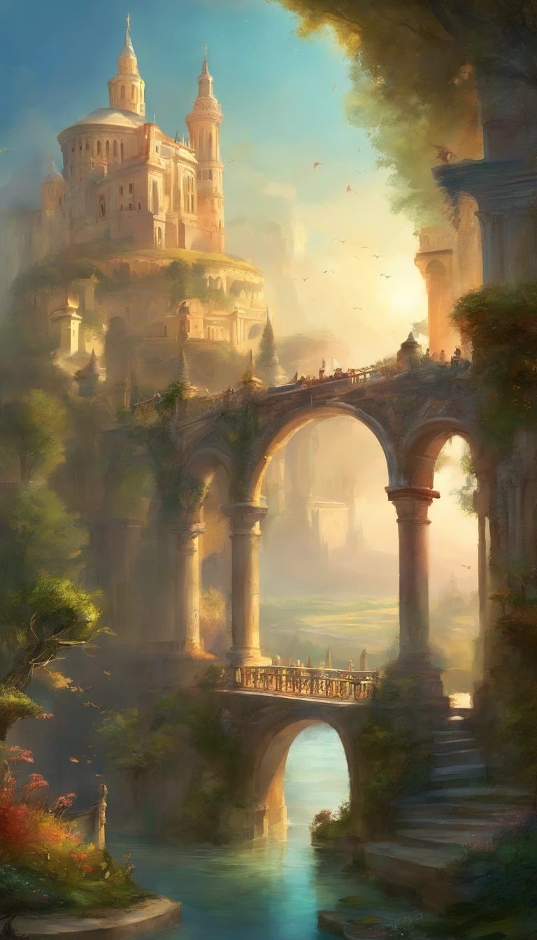 A celestial city of all sizes, With the castle, Bridges and lakes, A place with magnificent gardens, A place like heaven, Abode of the Gods, With Greek columns, Seville-style city in Spain