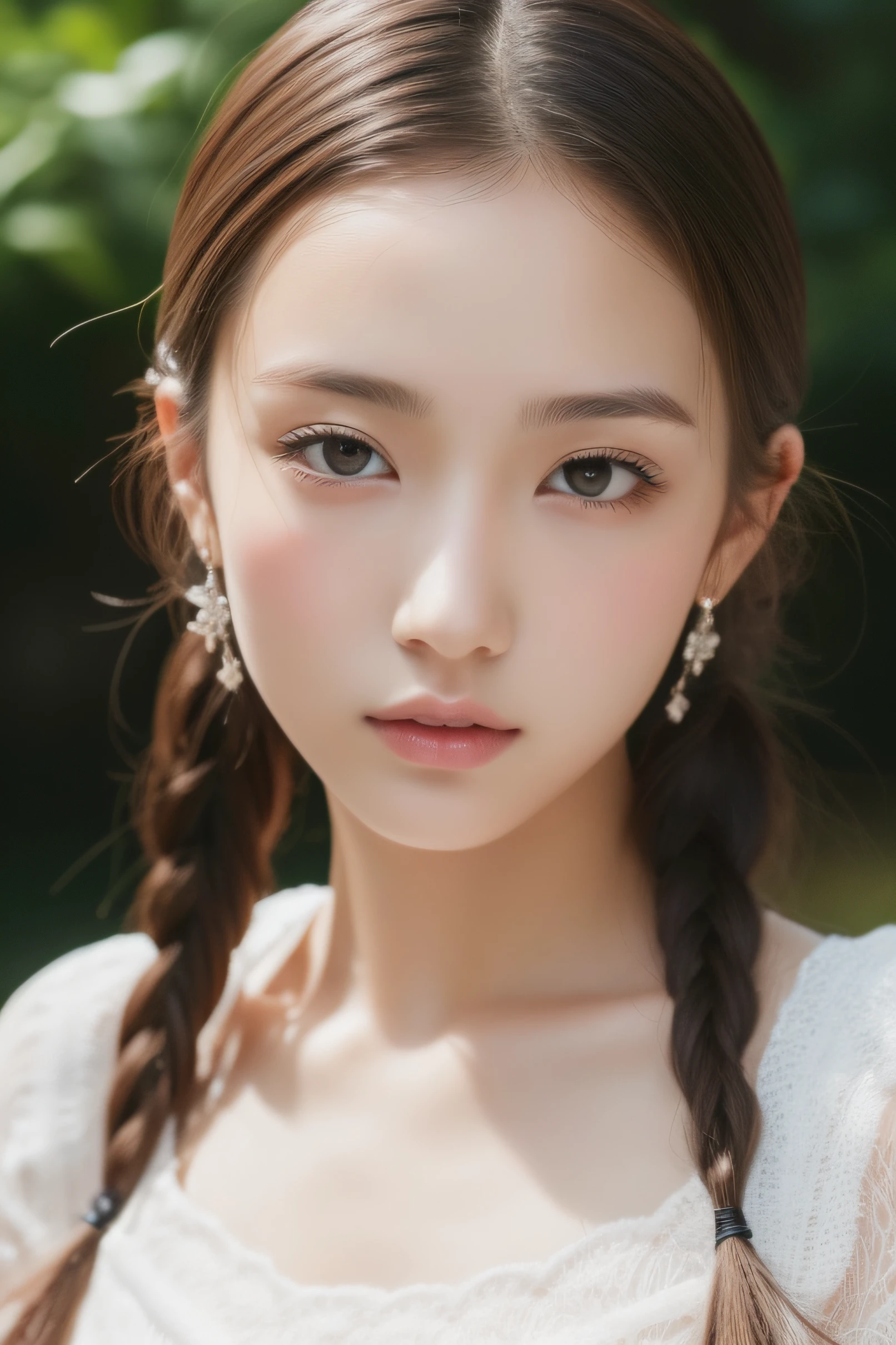 ((Top quality, excellent, very detailed: 1.5)), 1 beautiful mermaid, (head to waist portrait: 2), (realistic skin texture), fair skin, light and shadow contrast, slim, (beautiful and perfect face: 1.8), braids