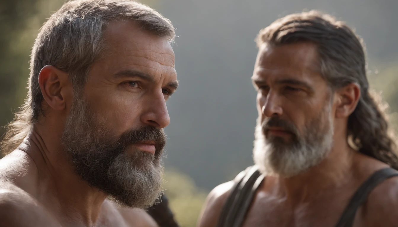 Stock Gricki Stoic
which is the historical Greek status with
Hercules-style profile muscles and grey beard and hair
Cinematic 8k and dark background