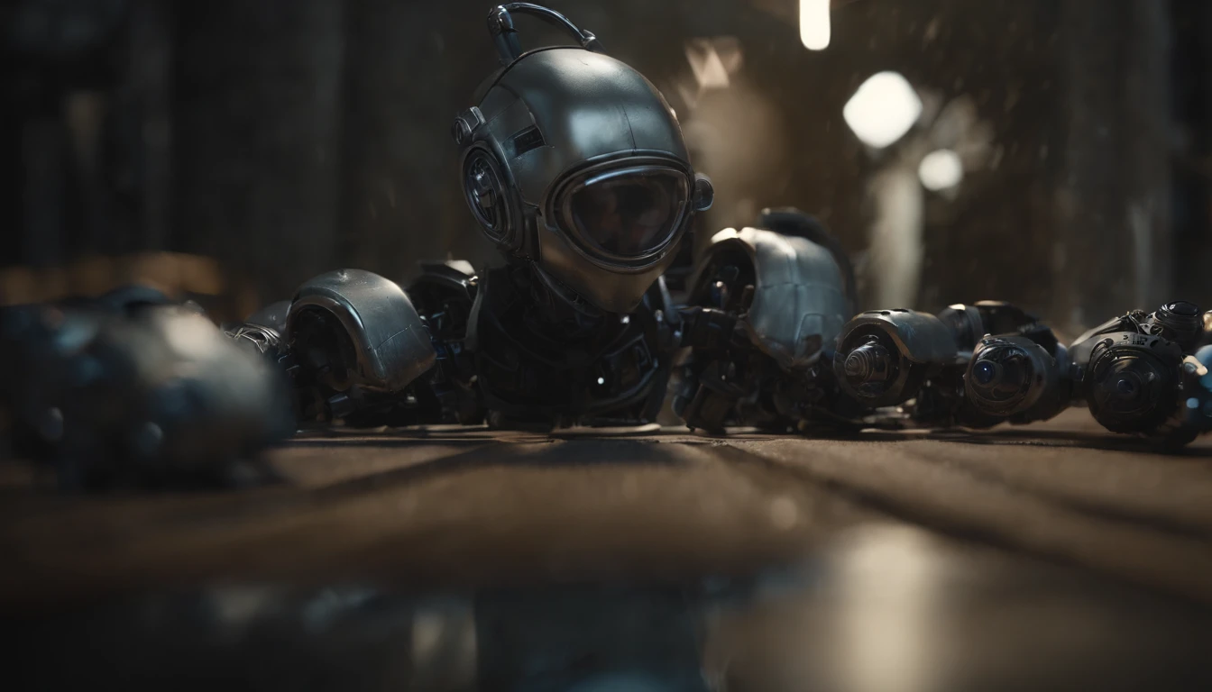 a baby, ??? Robot,(masterpiece,extreme detailed,top quality) , Ruin ,very cute robot, (Movie lighting),(light and shadow effect),(unreal-engine),(Tyndall),(cinema4d),(Super futuristic fantasy style),(8k wallpaper),(tmasterpiece),(Photography Award),realisticlying