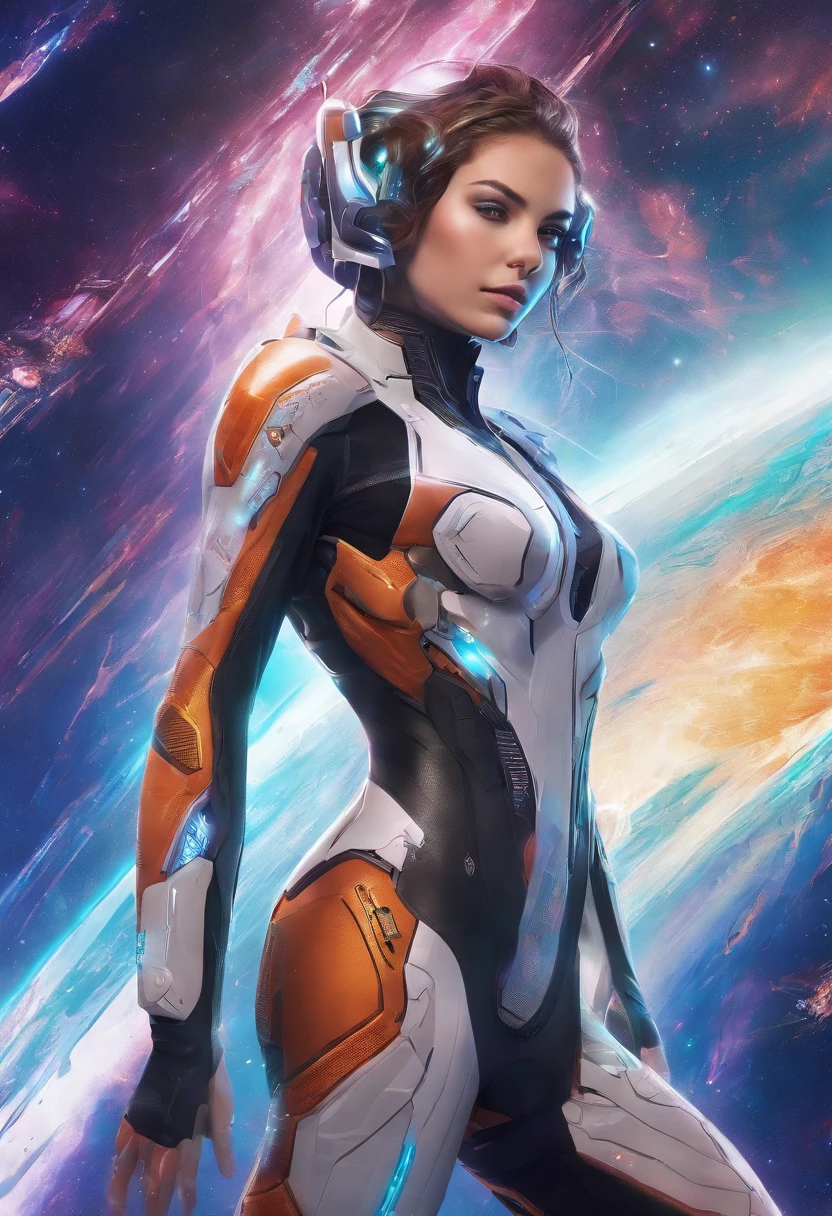 RAW photo of young English woman, color photograph, half body length from waist portrait, ((a realistic photo of a beautiful young 18yo girl)), (Cyber_Girl_V3:0.99), light, ((glowy skin)), looking_at_viewer, (fit body:1.0),  sexy, erotic pose, high ponytail, detailed illustration, masterpiece, high quality, realistic, very detailed face,