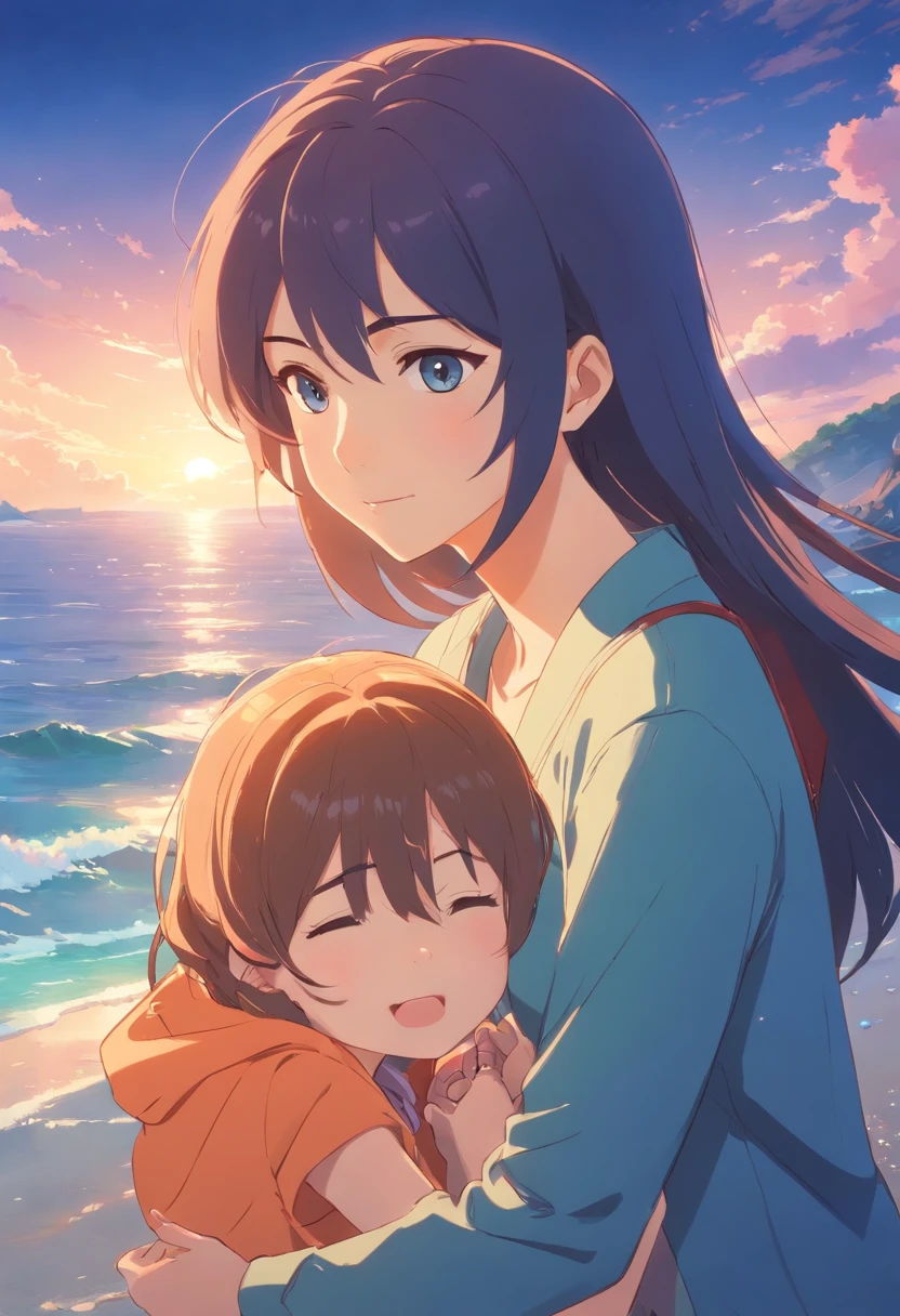 (Masterpiece, Best quality: 1.2),White color hair,Charming maiden,Dreamy,ocean floor,Epic,2D Beautiful Girl,starlights,Wallpapers,quadratic element,blue clothes,Holding the little dolphin elf in both hands,18yr old