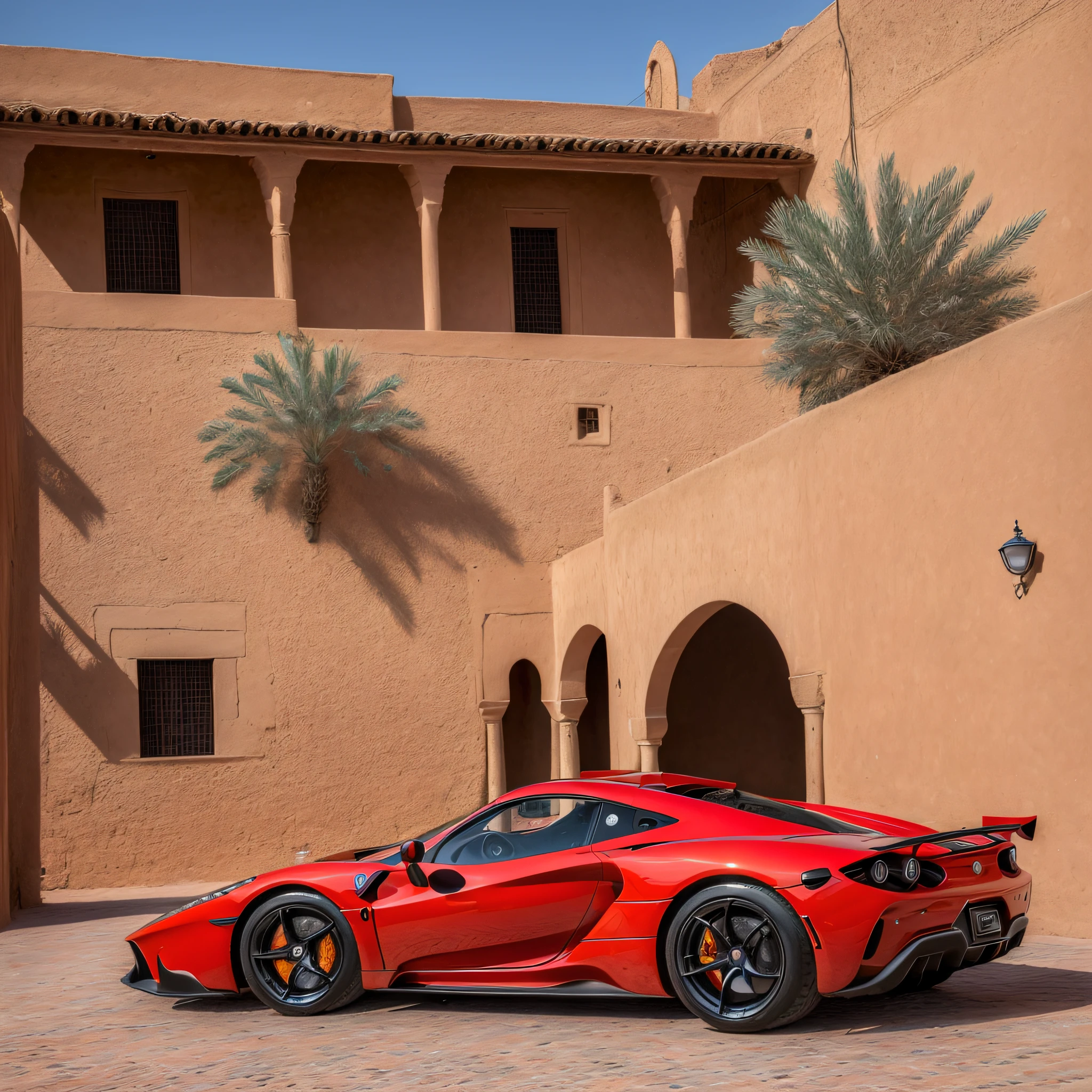 (best quality:1.33), (masterpiece:1.42),(photorealistic:1.3) (detailed:1.15), (sexy F1 sportscar), stunning Marrakech background