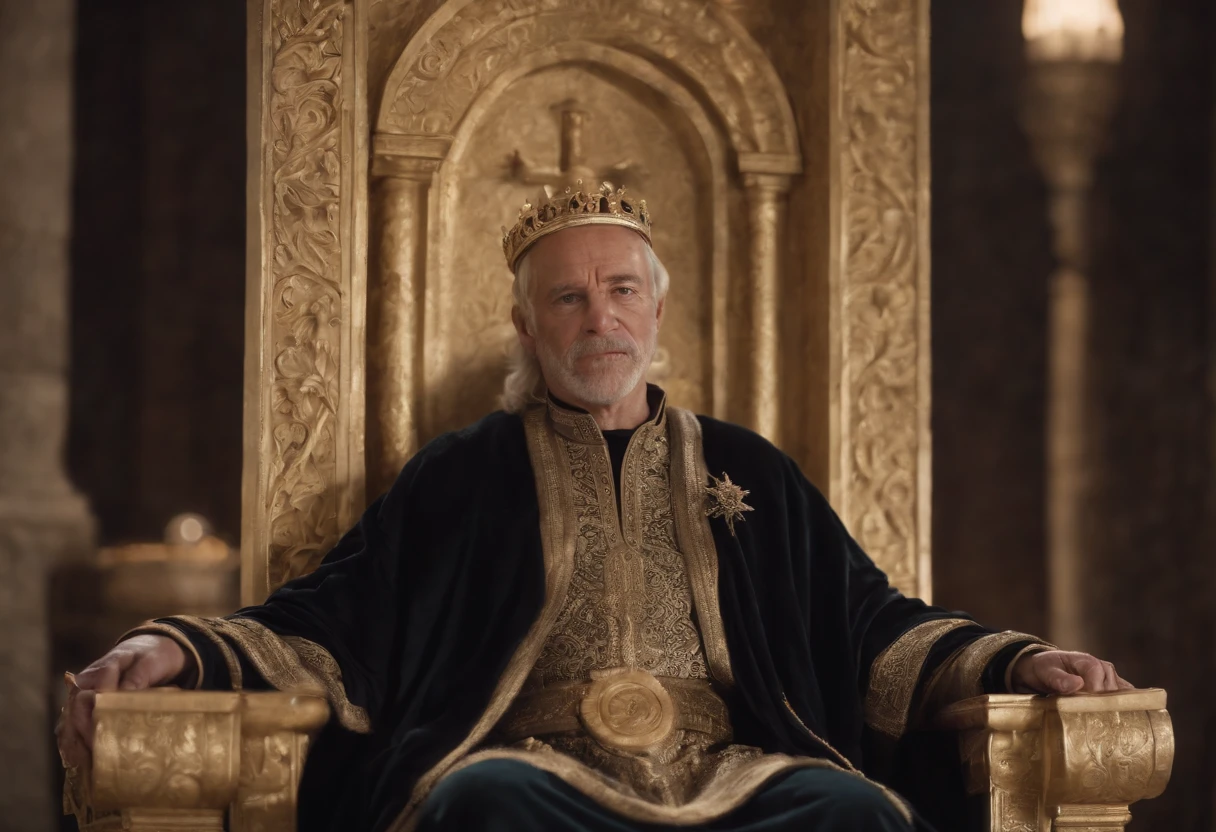 Solomon king of Israel on his throne, de ouro,