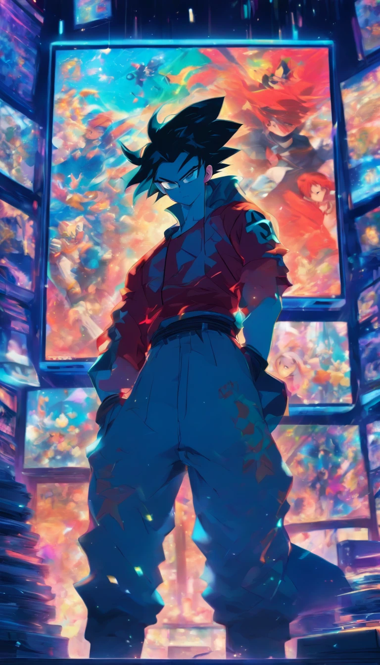 A young man standing in front of a computer, holding the mouse tightly, with a disappointed and angry expression on his face, a message on the screen indicating that the account has been reclaimed by the seller, modern computer desk and game-related decorations around, ,in the style of the stars art group xing xing, 32k, best quality, masterpiece, super detail, high details