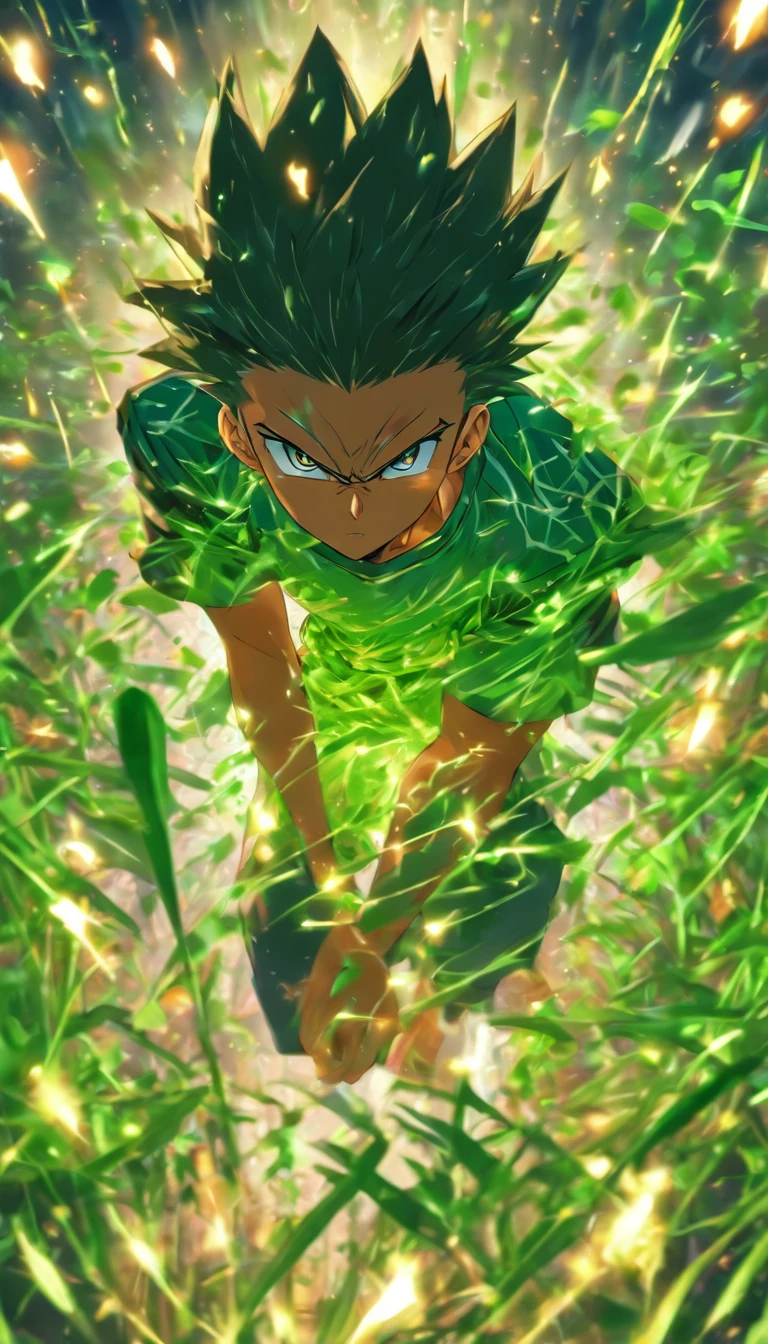 A young man standing in front of a computer, filled with anger and resentment, surrounded by a mess of cut chives symbolizing his experience of being scammed. In the distance, the police are taking away a seller, justice is finally served.,in the style of the stars art group xing xing, 32k, best quality, masterpiece, super detail, high details