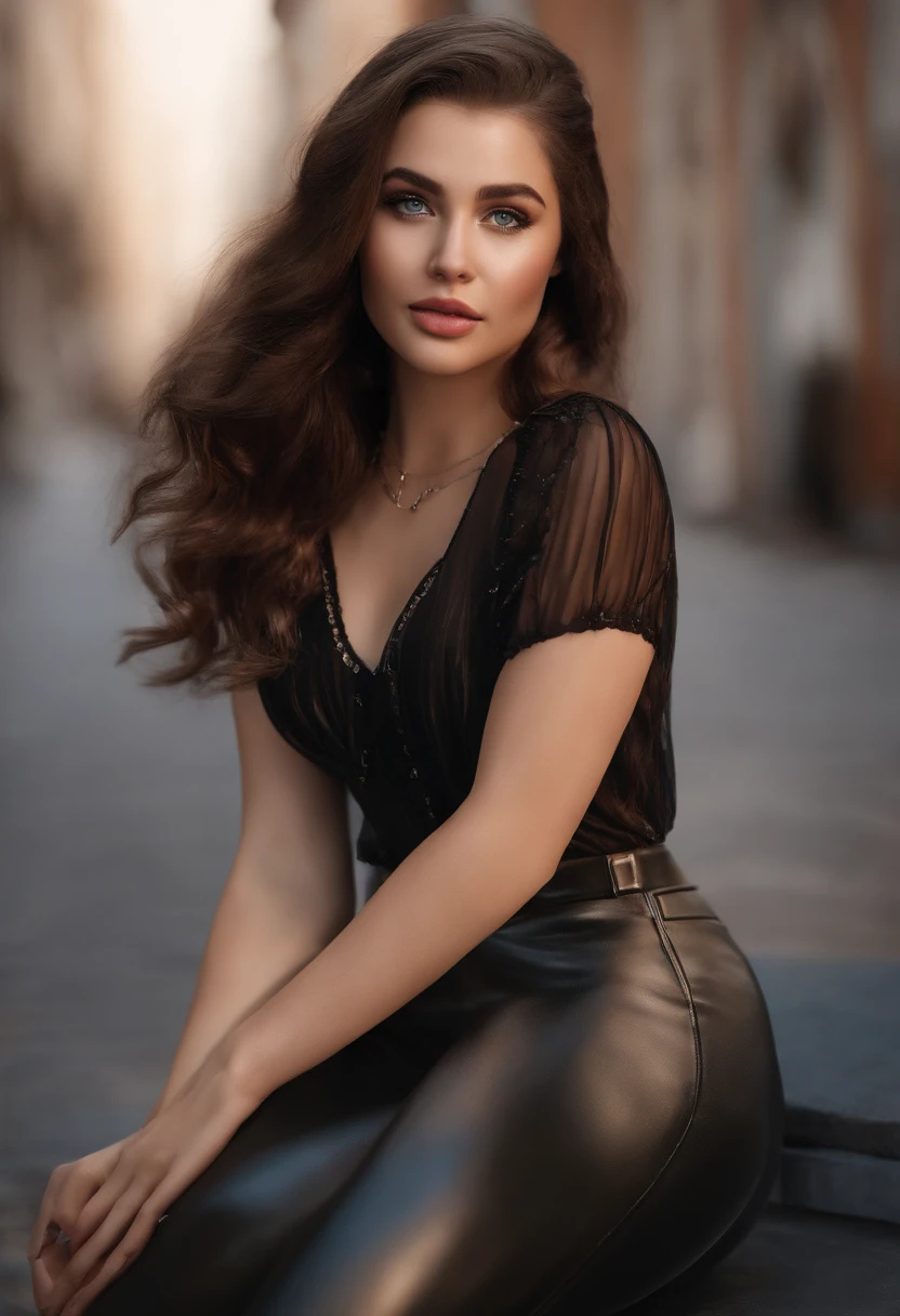 masterpiece, best quality, ultra-detailed),(1girl), blue eyes, ((Sophie Mudd:1, Sarah Stephens:0.9)) (Ultra Detailed, 8K, Highly Detailed, Ultra realistic, photo, photo realistic, high skin detail, masterpiece, skin texture, texture, realistic skin texture, sharpe, hyperrealistic, detailed eyes) (colored top:1.2|black top), (tight skirt:1.2|leather pants:0.9), (silver bracelet:1.2|watch), (natural background:0.8| cityscape), (smiling:0.8| serious expression), (light in the hair), many drops of water:0.8