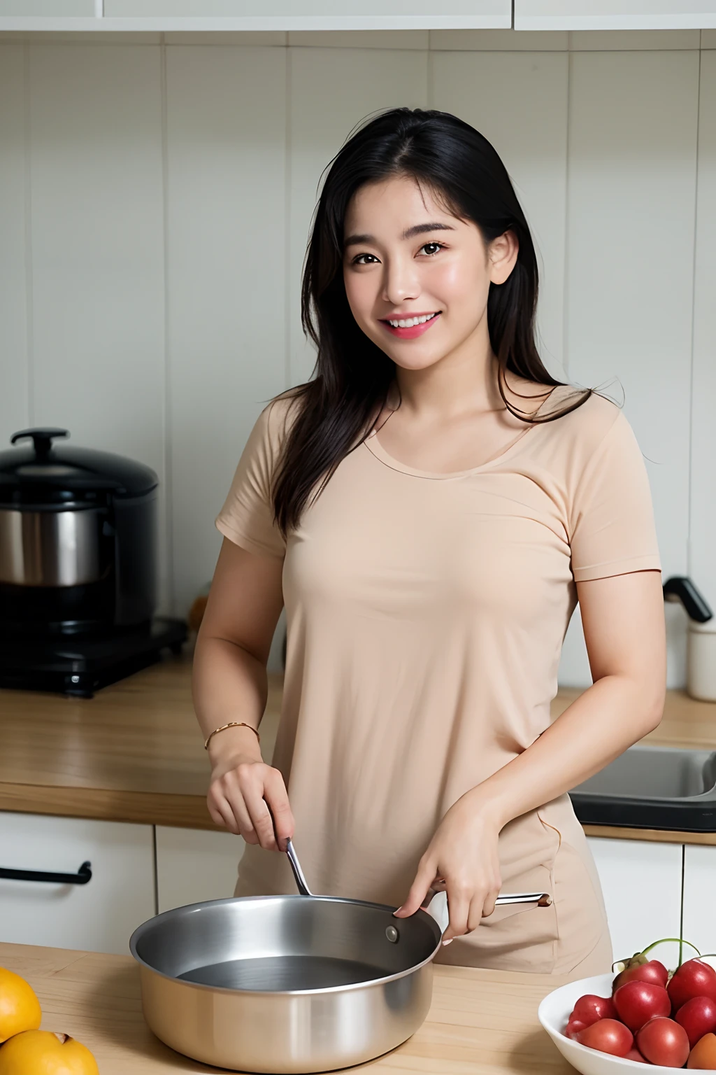 Women in home with a pan