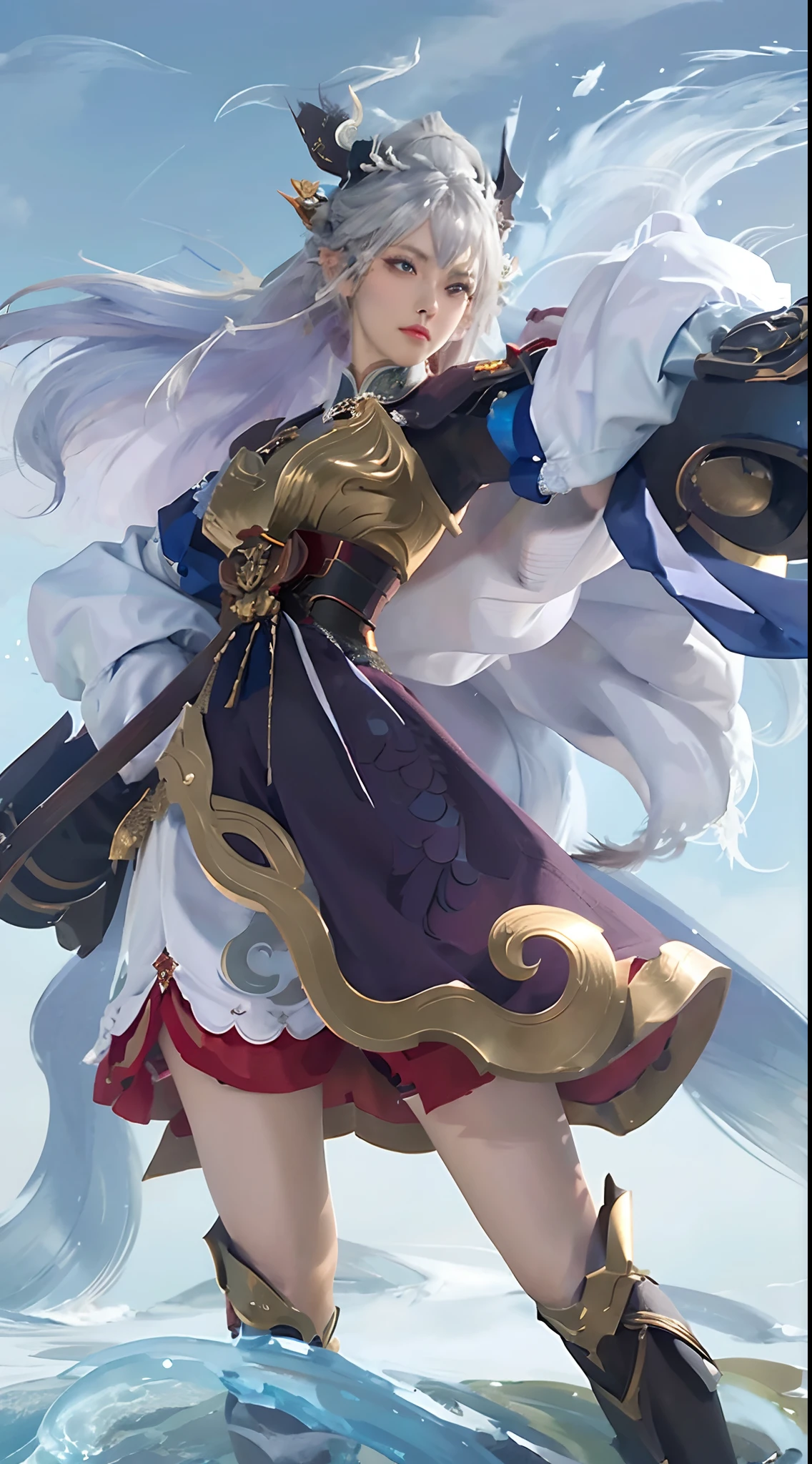 a woman in a dress and wings holding a sword, onmyoji detailed art, extremely detailed artgerm, style artgerm, keqing from genshin impact, onmyoji, cushart krenz key art feminine, ! dream artgerm, white haired deity, style of artgerm, ig model | artgerm, by Yang J