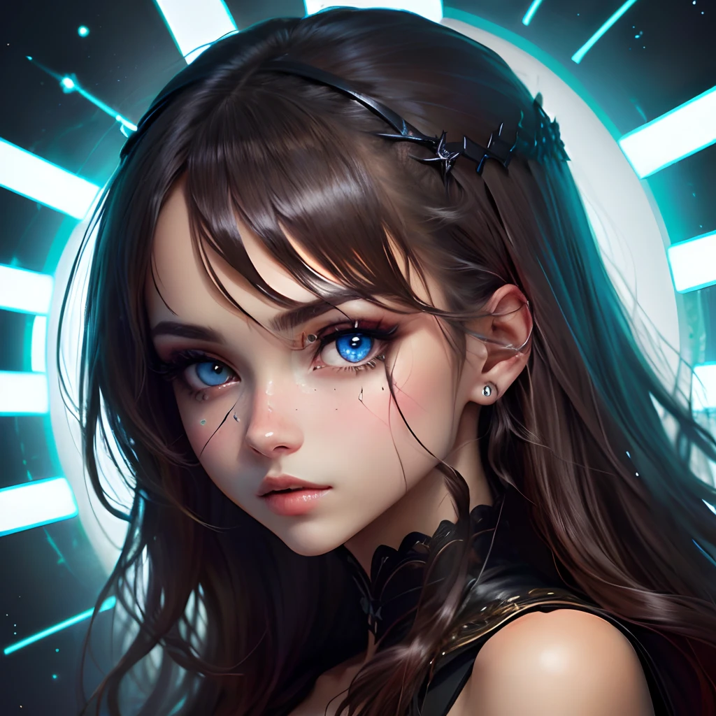 Dark girl,olhos azuis, corpo inteiro, fundo detalhado,anime, best ilumination,