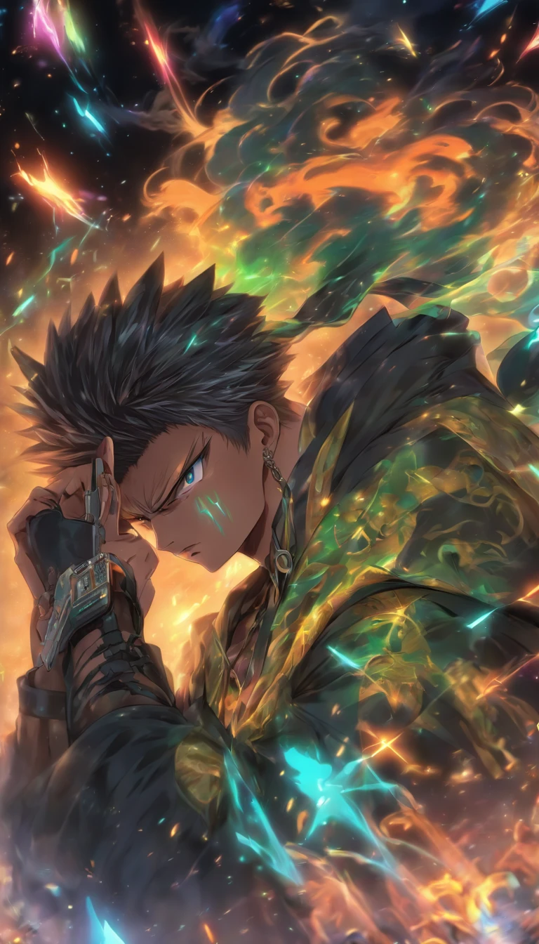A cold and determined man holding a phone, calmly filing a complaint against the deliveryman according to the procedure, mercilessly blacklisting him. ,in the style of the stars art group xing xing, 32k, best quality, masterpiece, super detail, high details