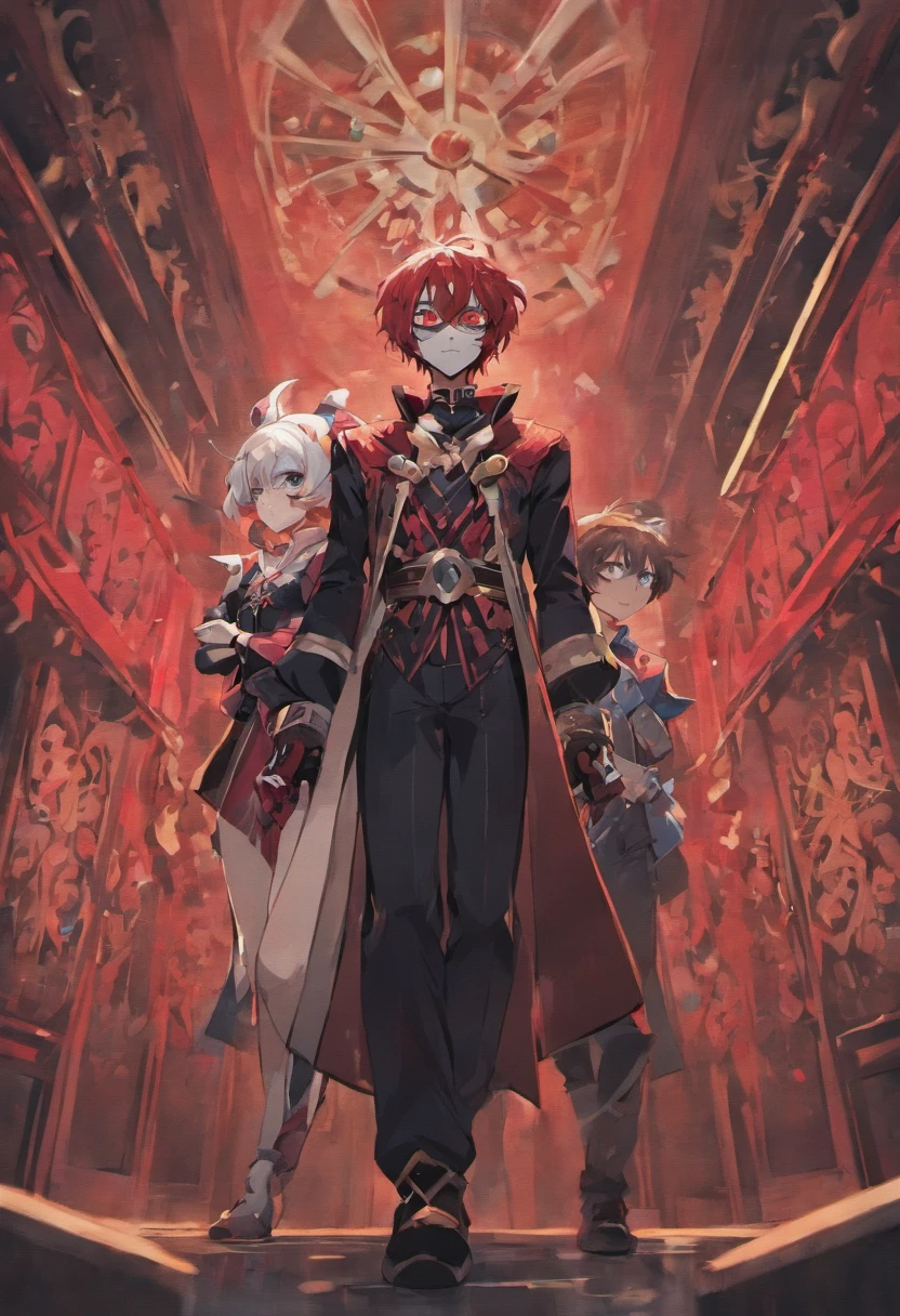 1man, , Jester, black and red clothing, white mask