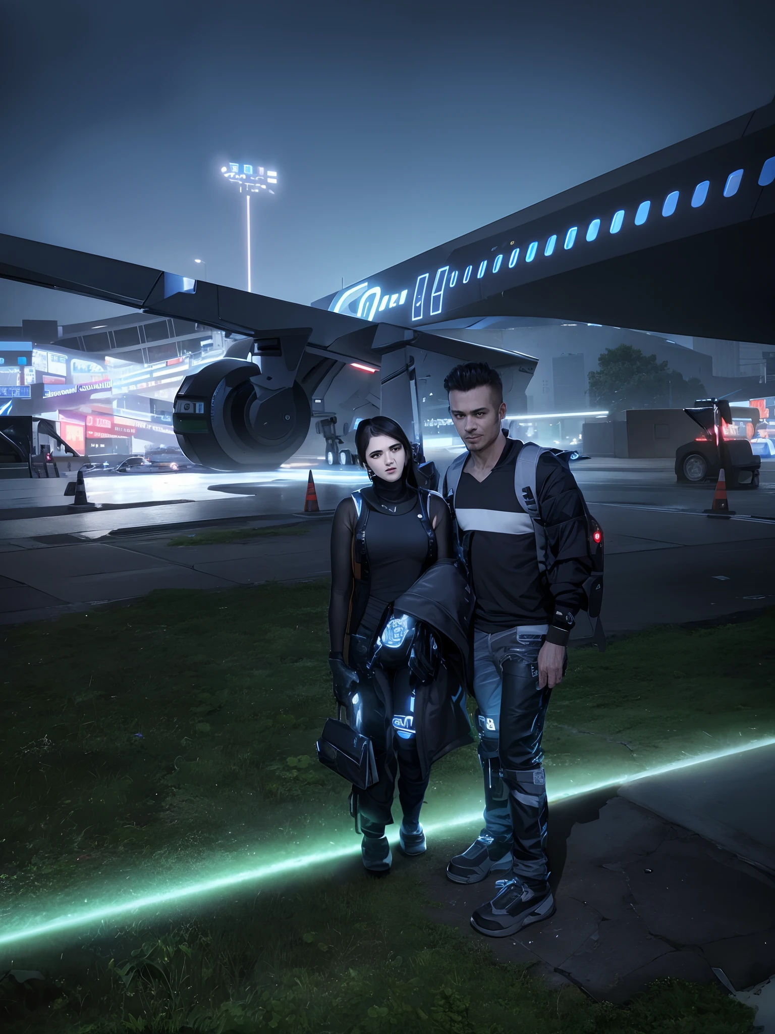 Change background cyberpunk, 8k ultra realistic face,cute couple, handsome boy, beautiful girl,