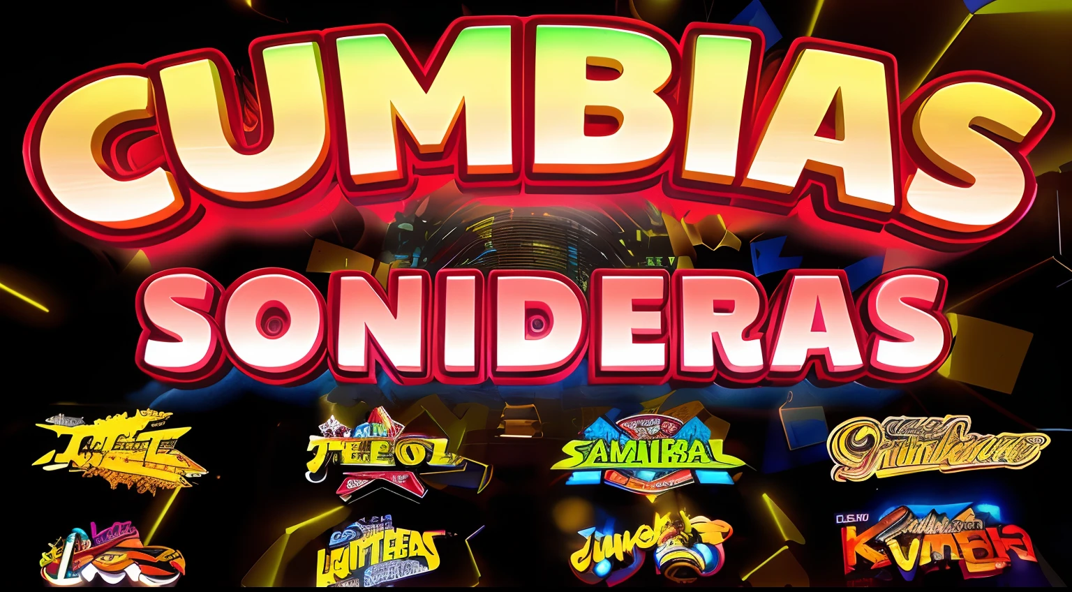 a close up of a sign with a bunch of different logos, game logo, youtube thumbnail, jumbled together, trailer, funny jumbled letters, loadscreen”, promo art, tomba, funkadelic, umbra, official artwork, promo image, lowriders, colombia, banner, colombian jungle, the amazing world of gumball, shambala