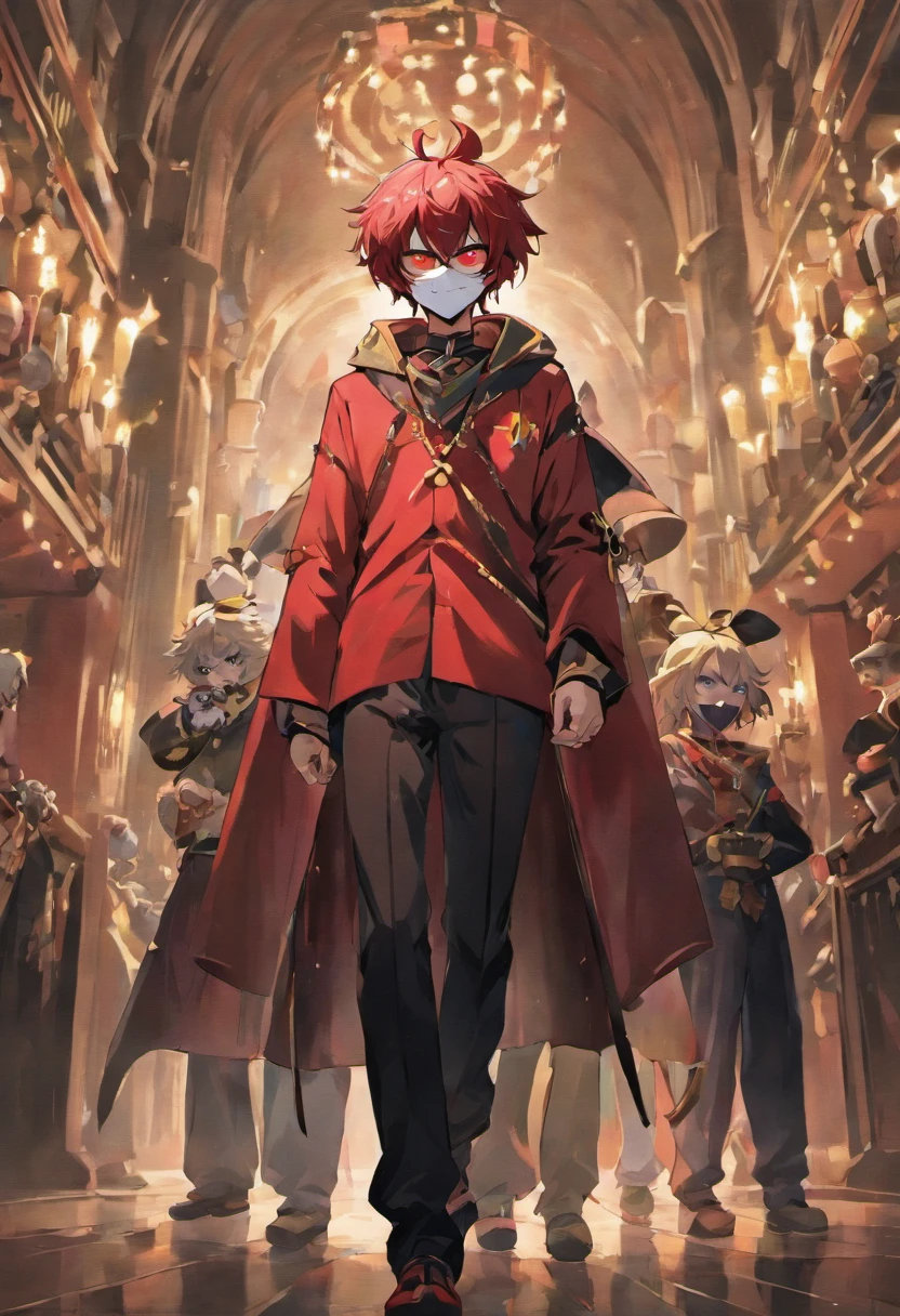 1man, , Jester, black and red clothing, white mask