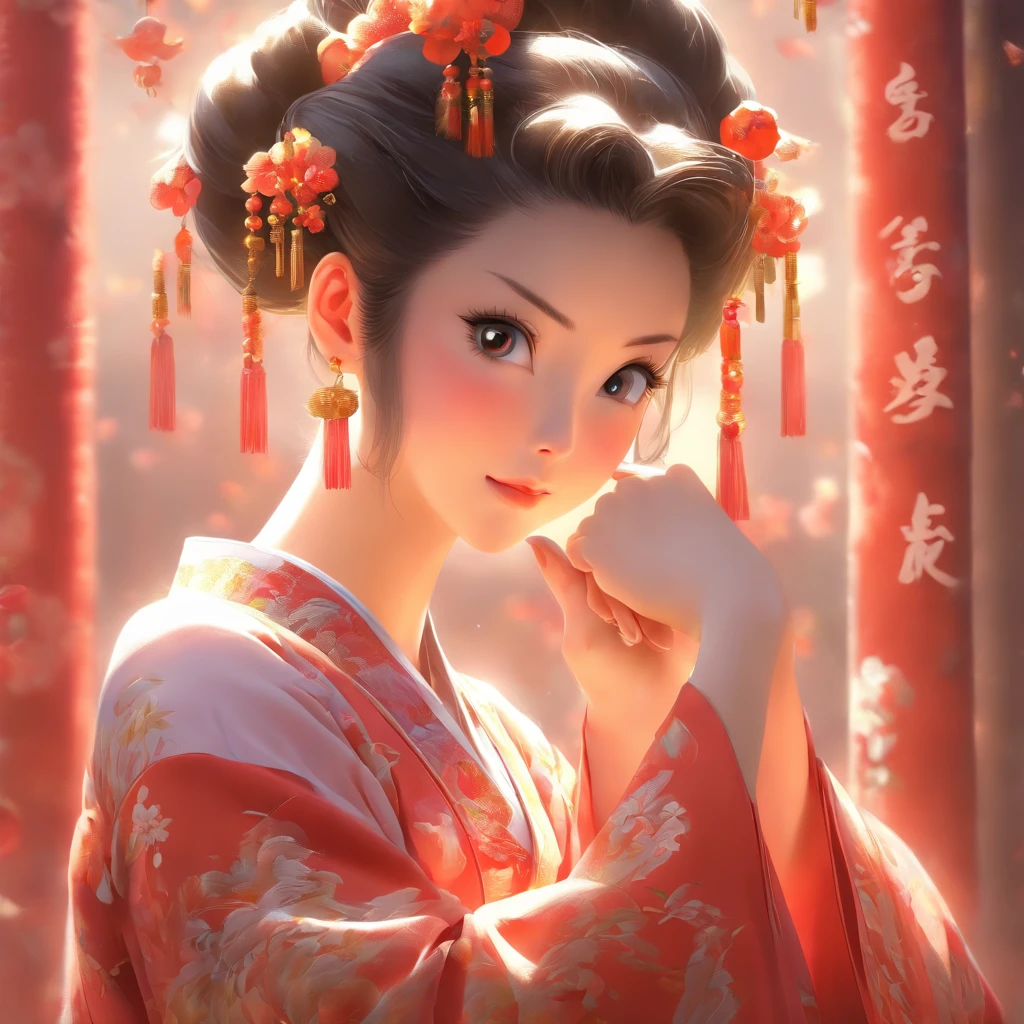 A beautiful young woman dressed in traditional Chinese dress, Salon style, photo-realistic techniques, Muzi·. nipple process, 32k ULTRAHD, Sonyan, classical, Historical genre scenes, Serenity Face --AR 69:128 --s 750 --V 5.2