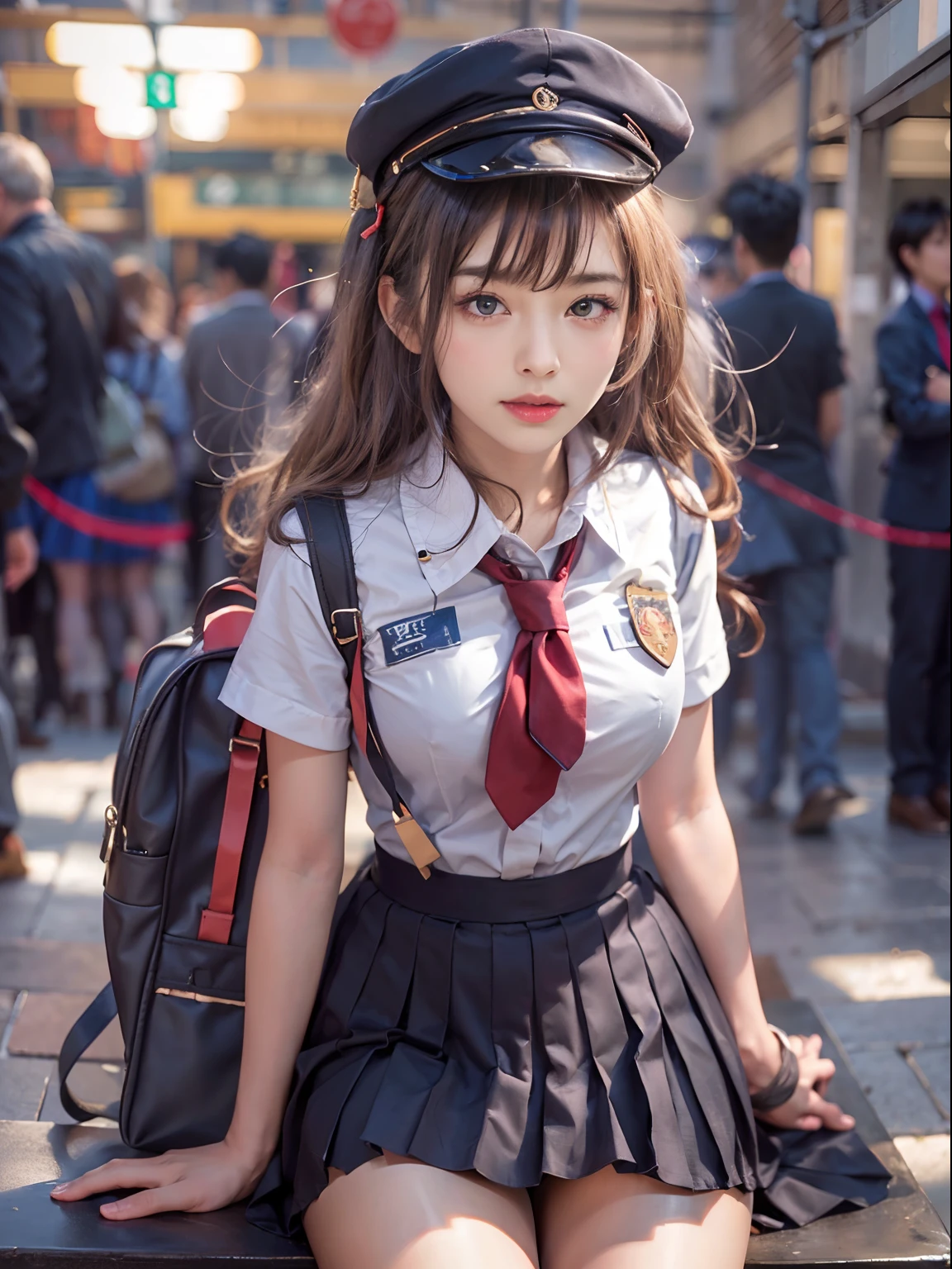 ulzang-6500-v1.1, (RAW photo:1.2), (Photorealistic:1.4), Beautiful detailed girl, Very detailed eyes and face, Beautiful detailed eyes, ridiculous, Incredibly Ridiculous res, hugefilesize, Super detailed, high resolution, Very detailed, Best quality, Masterpiece, kemomimi, ((Japanes girl' high school uniform)), illustration, Very detailed, CG, unified, 8K wallpaper, Amazing, Fine details, Masterpiece, Best quality, Very detailed CG uniform 8k wallpaper, light in face, Cinematic lighting, 1girll, , (()), ((Dynamic pose))), (camel-toe), (Half), (Pantyhose), (knee-bending leg sit))