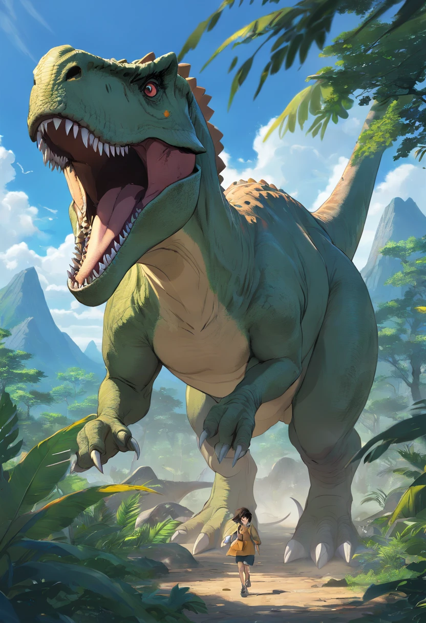 Tyrannosaurus rex vs. triceratops fierce battle, (Best quality, 4K, A high resolution, ultra - detailed), Fierce struggle, Roars and horns, Dusty prehistoric landscape, realistic shaded, Vivid colors, (A detailed, 复杂, Exquisite) Dinosaur scales and textures, dynamic movements, (irate, Determined) The expression on the face of a dinosaur, (stark, Muscular) institution, Sharp teeth and horns, (big assa, imponent) Size, (Dramatic, Dynamic) illuminating, (stark, Energetic) enhancing, (Tension, Anticipation) In the air,1 vs 1,bloods,Hunting,Defense dose,Fight to the death