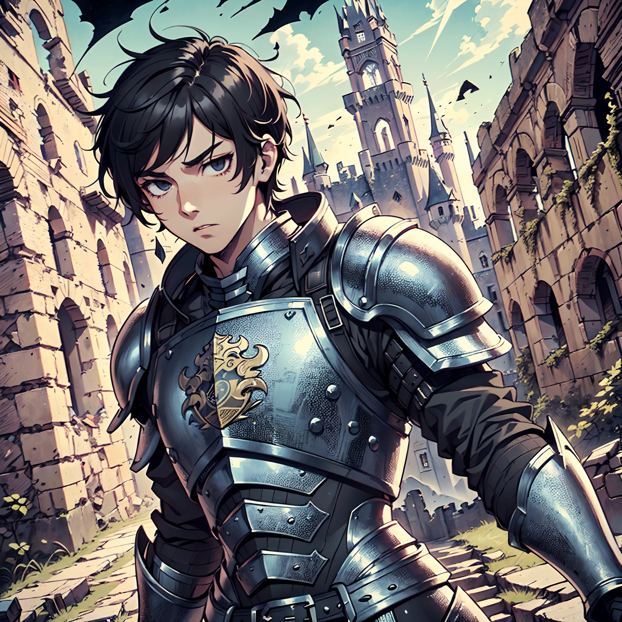128K Resolution,
Ultra High Definition,
Best Quality,
Hyper Detailed,
Masterpiece,
Anime,
Body Shot,
1 Boy,
Handsome,
(((Hyper Detailed Black Short Hair))),
Hyper Detailed Black Eyes,
(((Hyper Detailed Armor Plates))),
(((Hyper Detailed Undershirt))),
(((Hyper Detailed Baron Armor))),
(((Castle Ruins Background Scenery))),