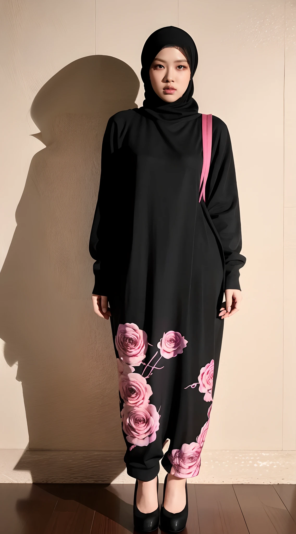 Hyper realistic full body, Rose Blackpink wearing hijab