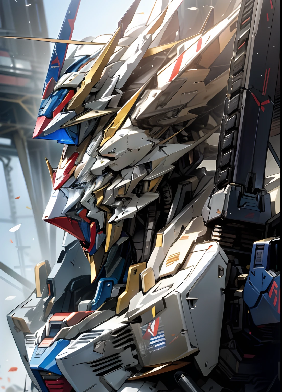 a close up of a robot with a gun in its hand, super robot wars, mobile suit gundam, mobile suit, gundam style, extreme gundam, gundam is windmill shaped, gundam, gundam robot, on a gundam, mecha anime, modern mecha anime, an anime large mecha robot, barbatos gundam, gundam armor, drdisrespect as a gundam