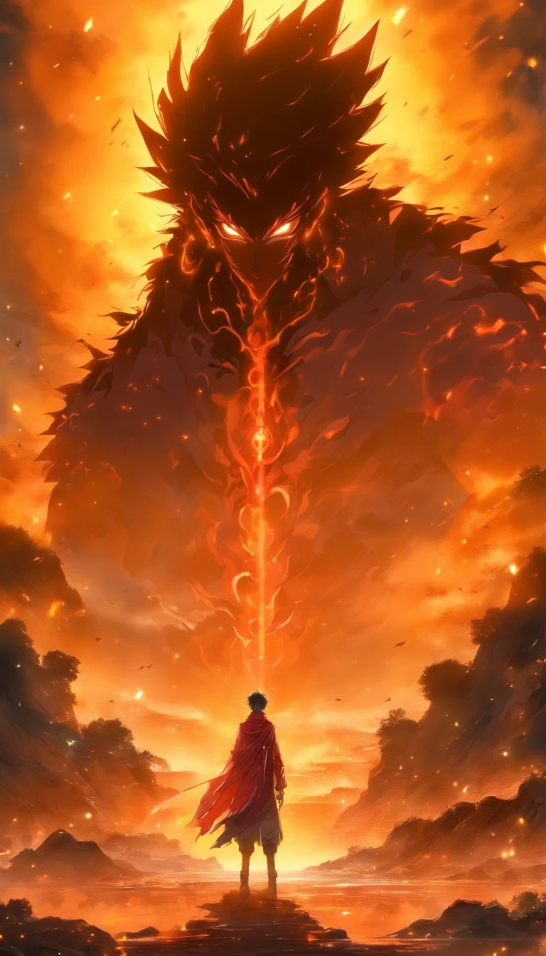 A young man standing in a desolate valley, the glowing sect system on his body revealing the status of the sect, fear and realization in his eyes, desperately searching for an escape route in the barren surroundings, ,32k, best quality, masterpiece, super detail, high details by Jidaimono Anime Style