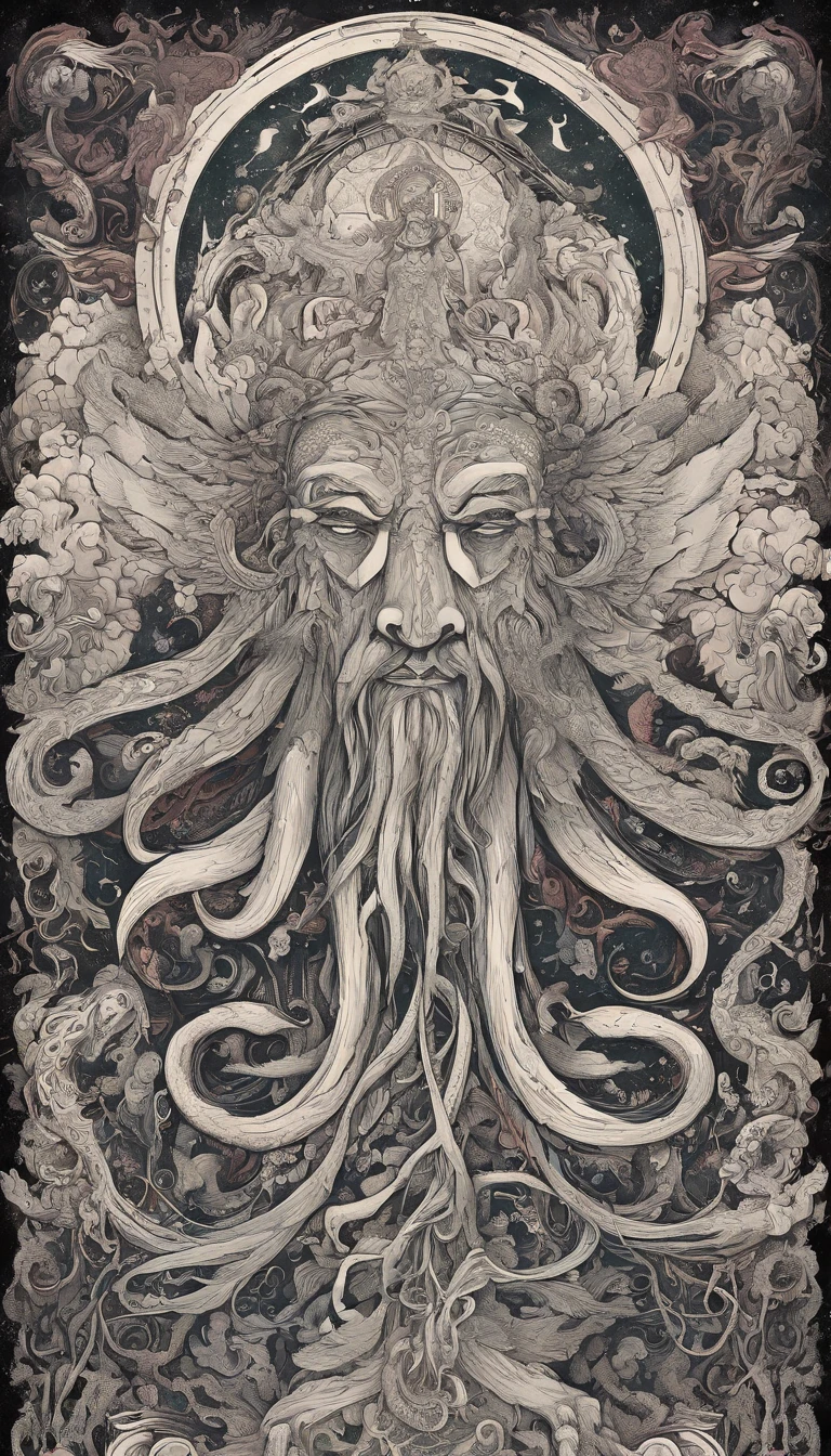 From the depths he emerges, devil, 
The Cthulhu's Parade in crimson hues.
Whispers of the otherworldly echo,
A festival where madness and beauty fuse.

In the night sky adorned with abyssal splendor,
Feathers stained with blood dance and soar.
Entwined by threads of fate,
The deranged revel in ecstasy's roar.

Oh mighty Cthulhu, ruler of the depths,
In our pursuit of desires so forlorn,
We embark on a path of madness and despair,
Guided by the disciples of the one we adorn.

On the grand boulevard, grotesque forms stride,
Where terror and beauty intertwine.
In the realm betwixt dreams and nightmares,
We surrender ourselves to euphoria's shrine.

Praise his name, the great Cthulhu,
Monarch of the abyss, the wellspring of our insanity.
In this eternal procession's stage,
We celebrate the coming of the world's calamity.