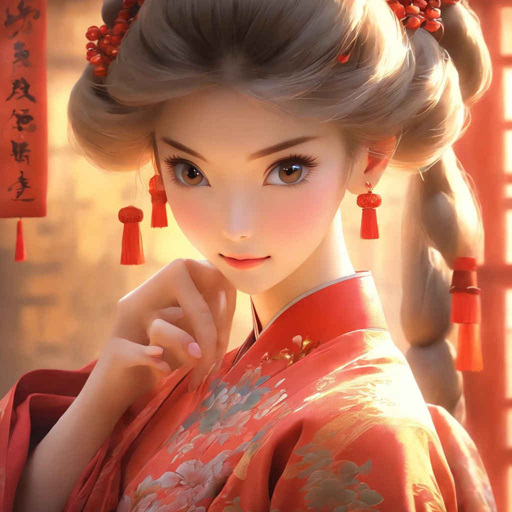 A beautiful young woman dressed in traditional Chinese dress, stylish living room, photo-realistic techniques, Muzi·. nipple process, 32k ULTRAHD, Sonyan, classical, Historical genre scenes, Serenity Face --AR 69:128 --s 750 --V 5.2