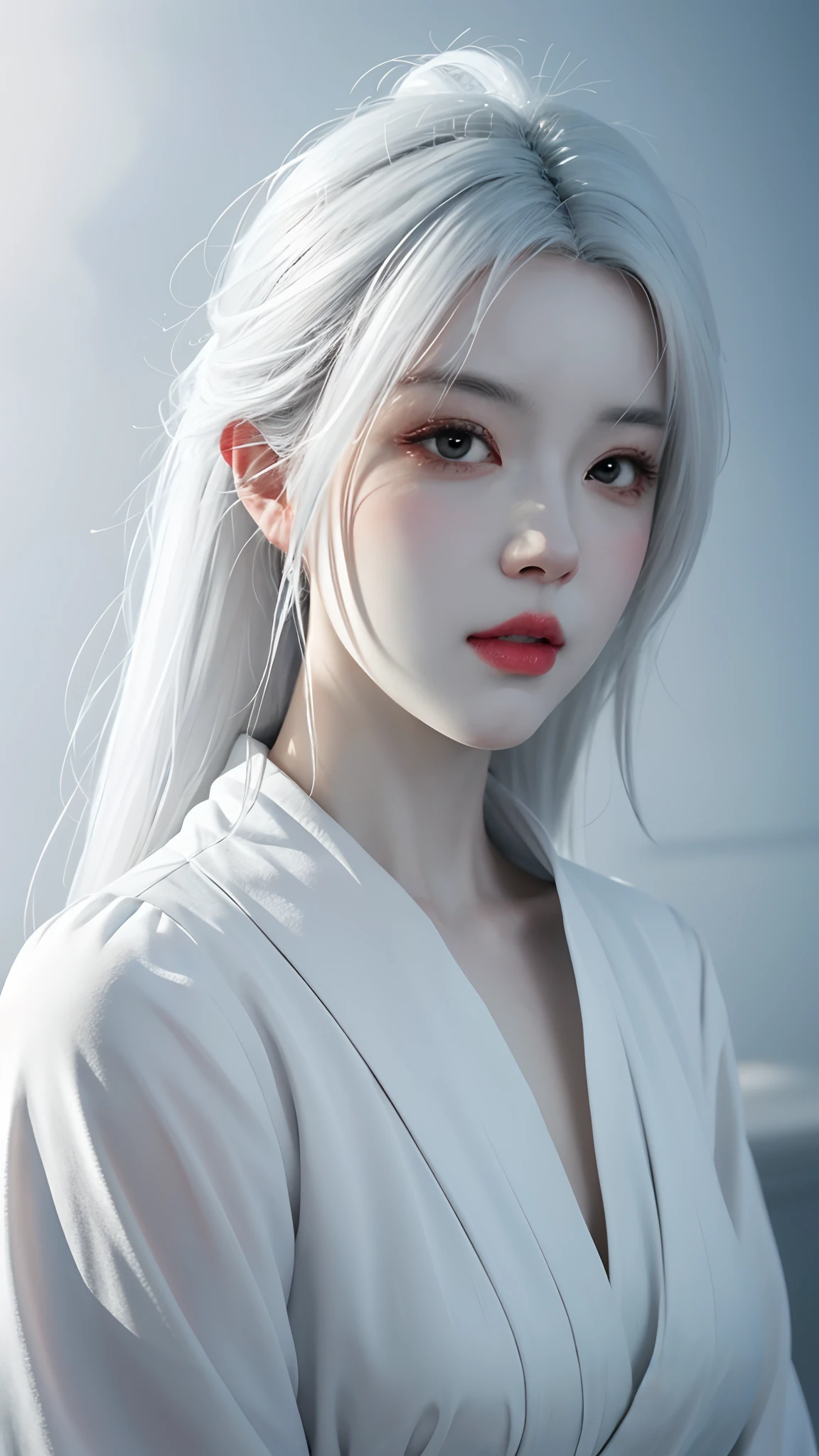 a close up of a woman with white hair and a white mask, beautiful character painting, guweiz, artwork in the style of guweiz, white haired deity, by Yang J, epic exquisite character art, stunning character art, by Fan Qi, by Wuzhun Shifan, guweiz on pixiv artstation