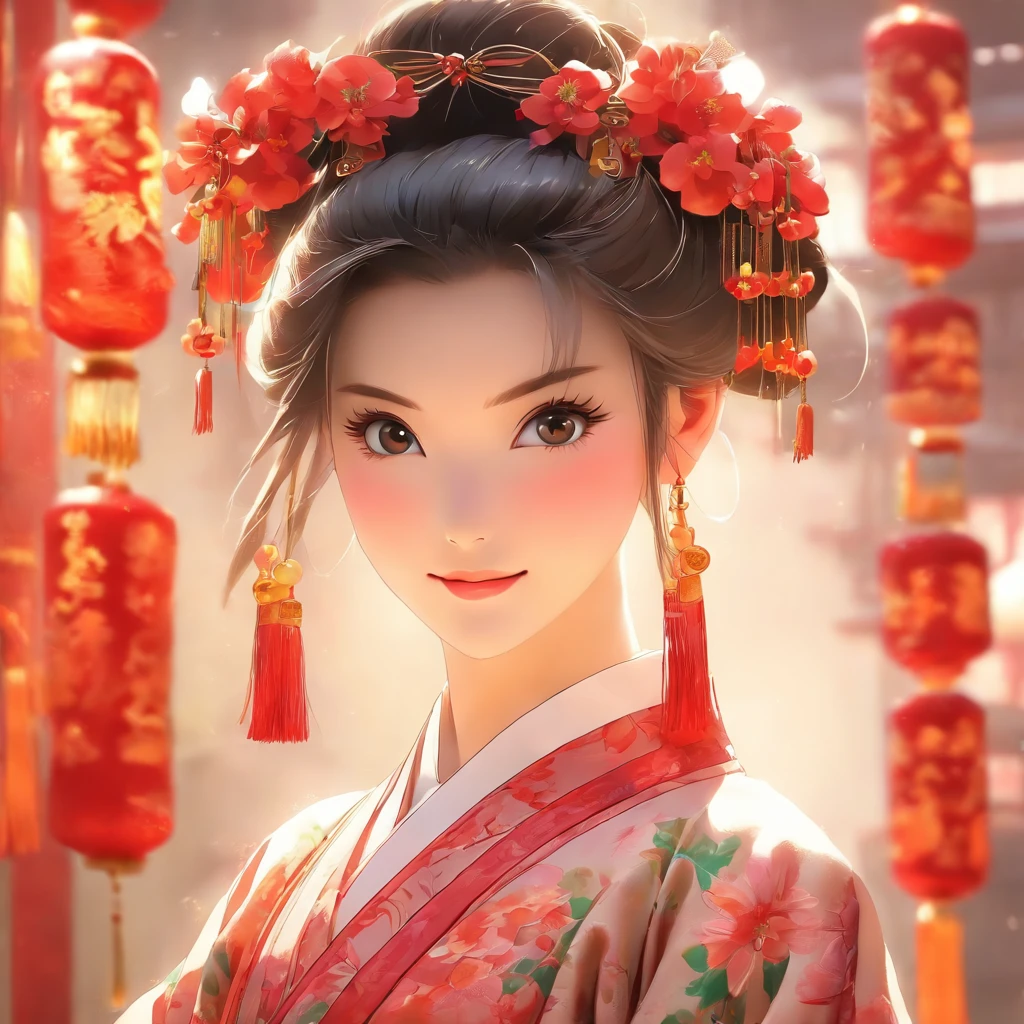 A beautiful young woman dressed in traditional Chinese dress, stylish living room, photo-realistic techniques, Muzi·. nipple process, 32k ULTRAHD, Sonyan, classical, Historical genre scenes, Serenity Face --AR 69:128 --s 750 --V 5.2