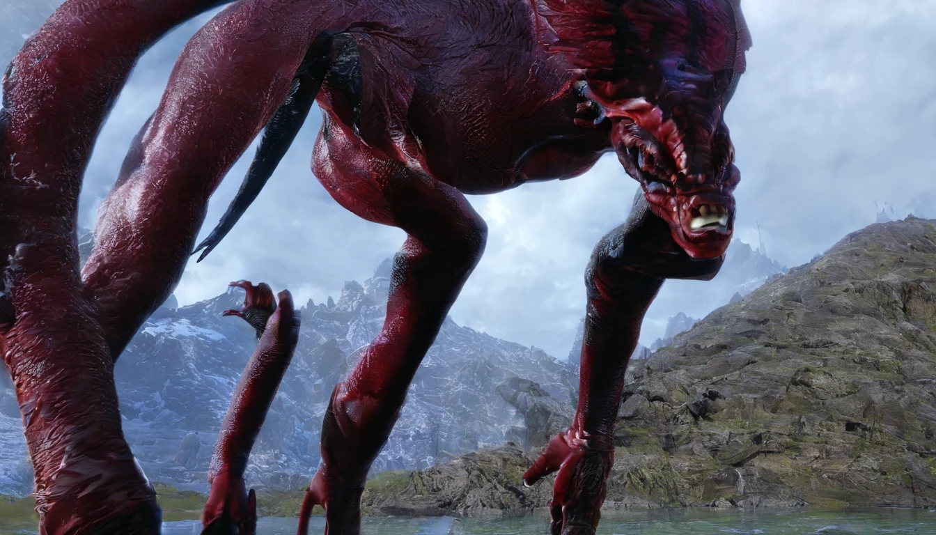 There is a monster in the mountains,Covered in furry,It has four large hooves,There is a pair of horns on the head,Red pupils,The nose is black,Teeth and claws,The roar was thunderous。