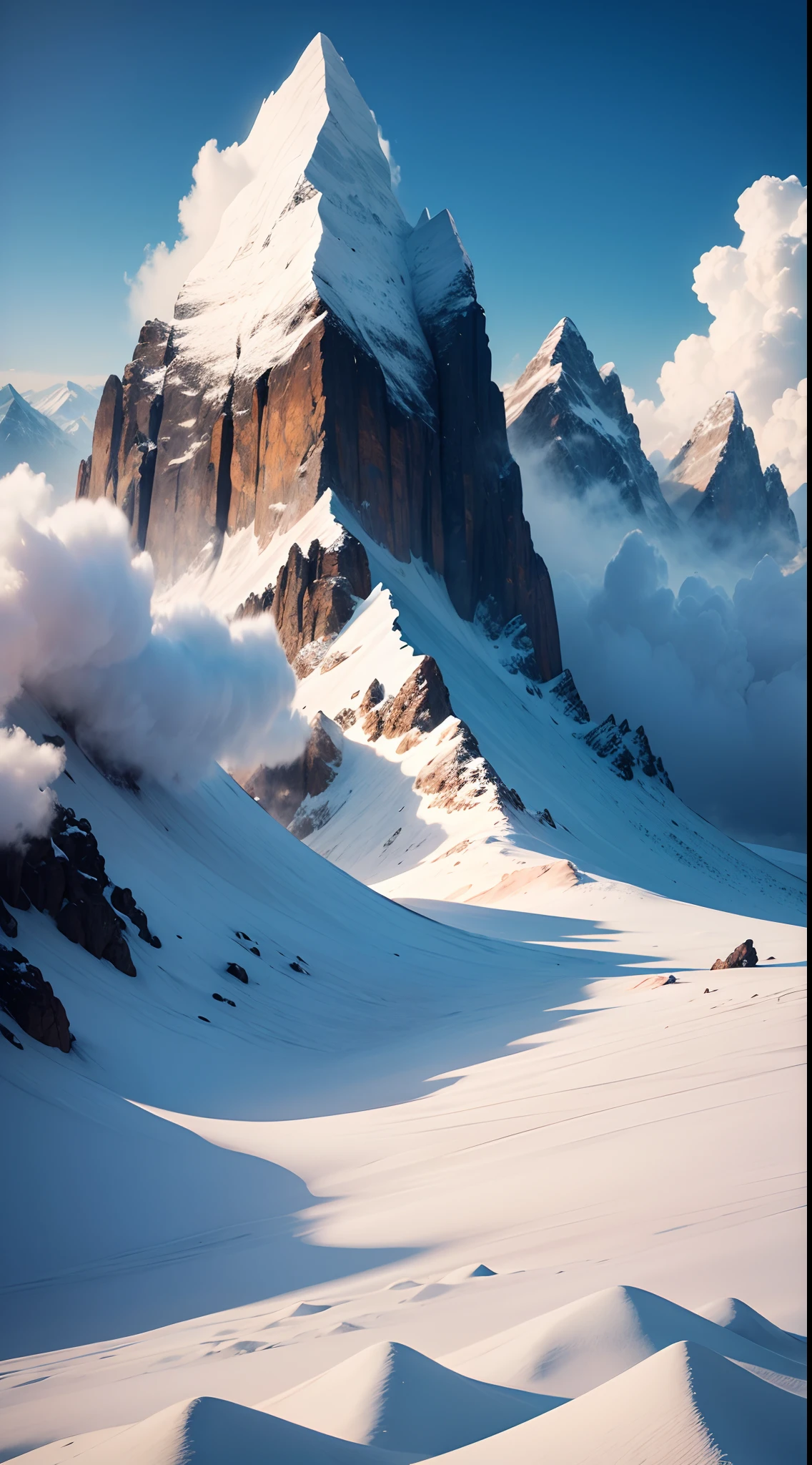 Skysky,mountain peaks,Sea of Clouds,4k,