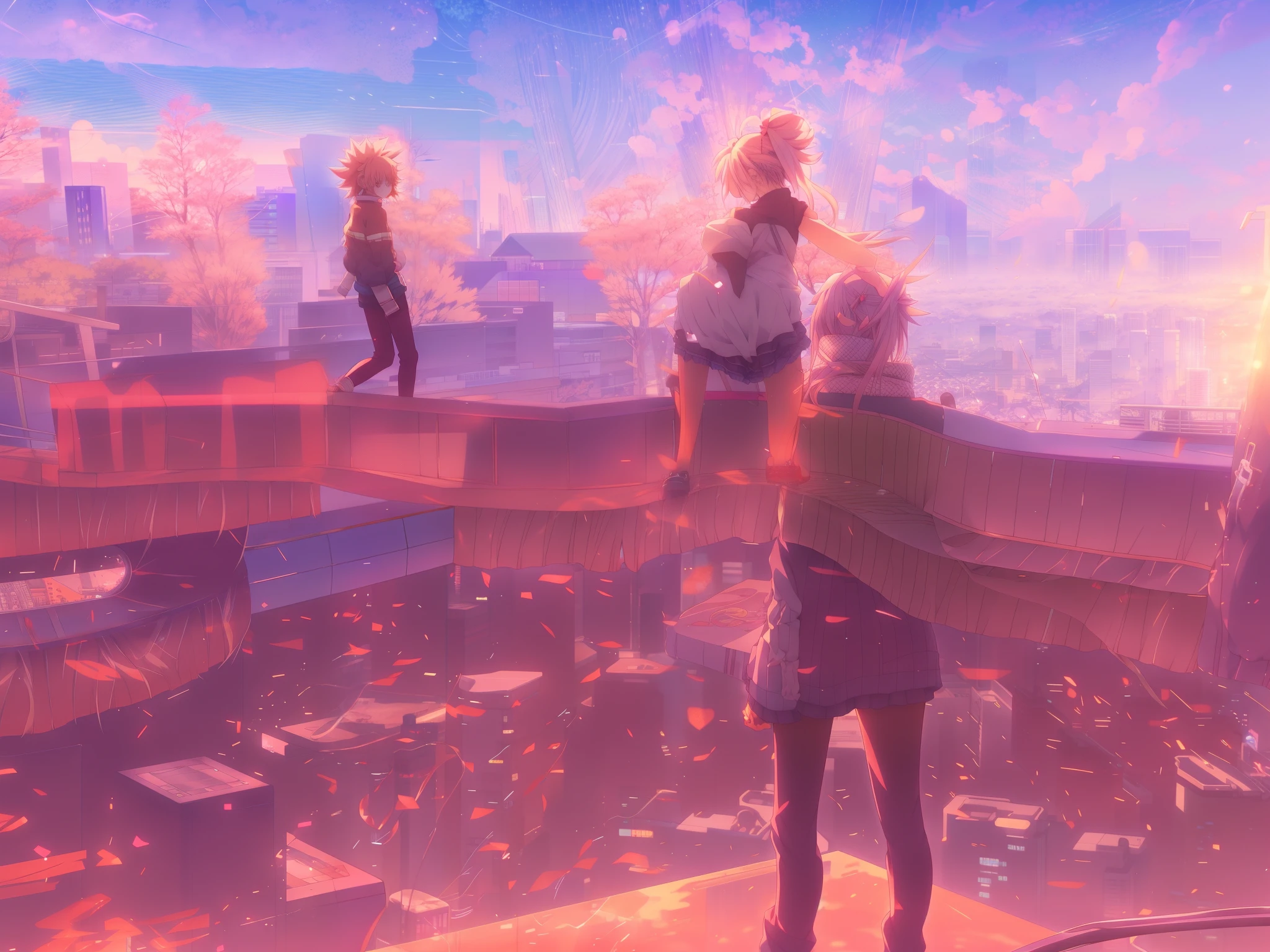 anime girl standing on a ledge looking at the city, 4k anime wallpaper, anime wallpaper 4 k, anime wallpaper 4k, ultra hd anime wallpaper, anime style 4 k, watching the sun set. anime, anime movie background, anime art wallpaper 4 k, anime art wallpaper 4k, hd anime cityscape, 4 k manga wallpaper, anime art wallpaper 8 k