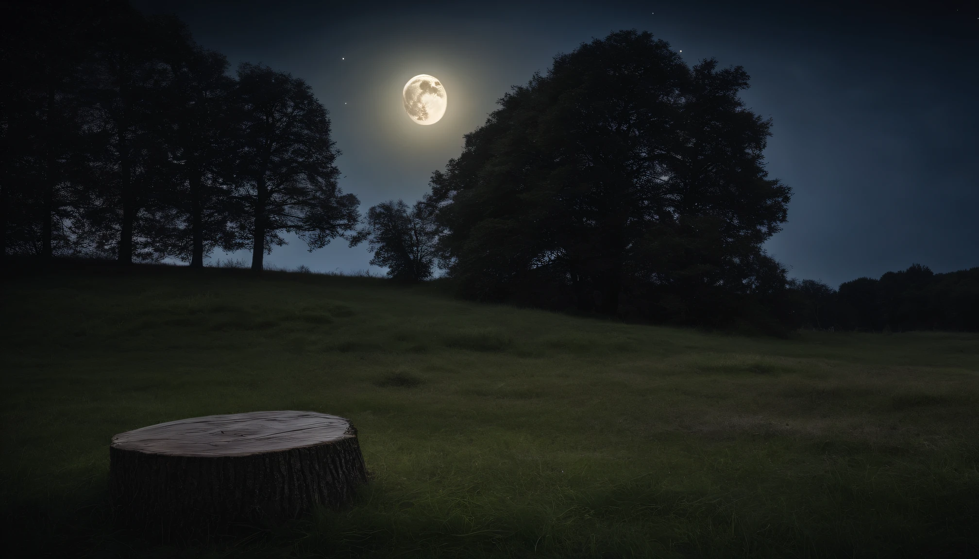 grassland, stump, forests, nighttime, moon, Sky2:3