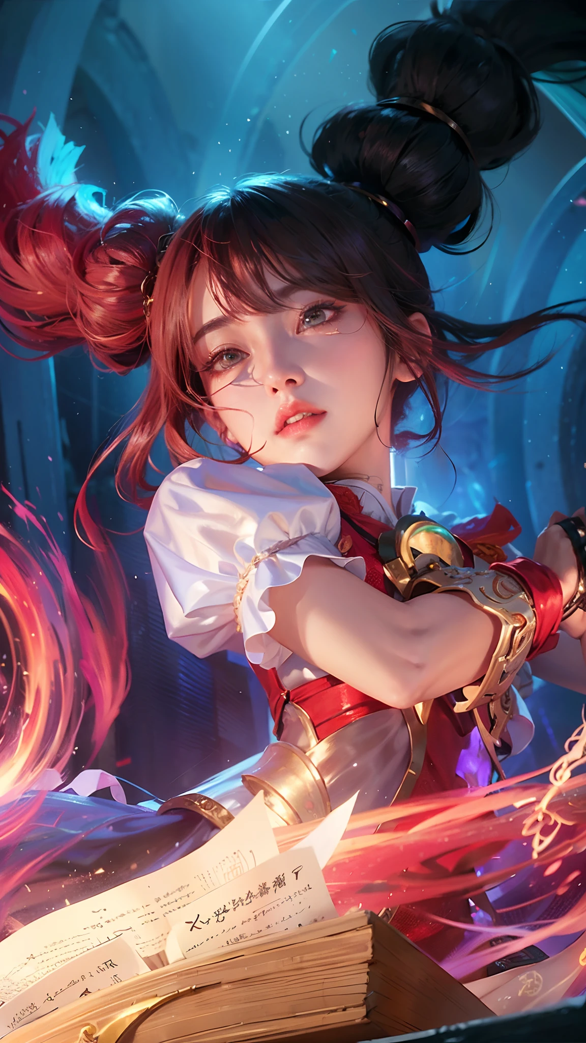 a close up of a girl with a book, shadowbringers cinematic, 4 k detail fantasy, a beautiful fantasy empress, game cg, xianxia fantasy, xianxia hero, 2. 5 d cgi anime fantasy artwork, cinematic goddess close shot, ruan jia and artgerm, wow 4 k detail fantasy, hyperdetailed fantasy character