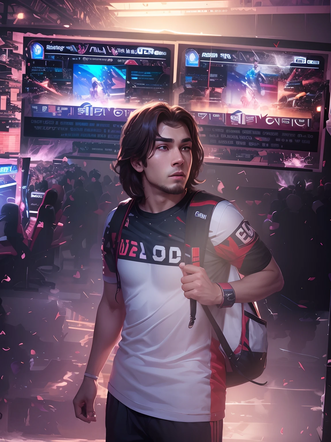 Change background to esports player handsome boy,realistic face, 8k, ultra hd, realistic face, esports player