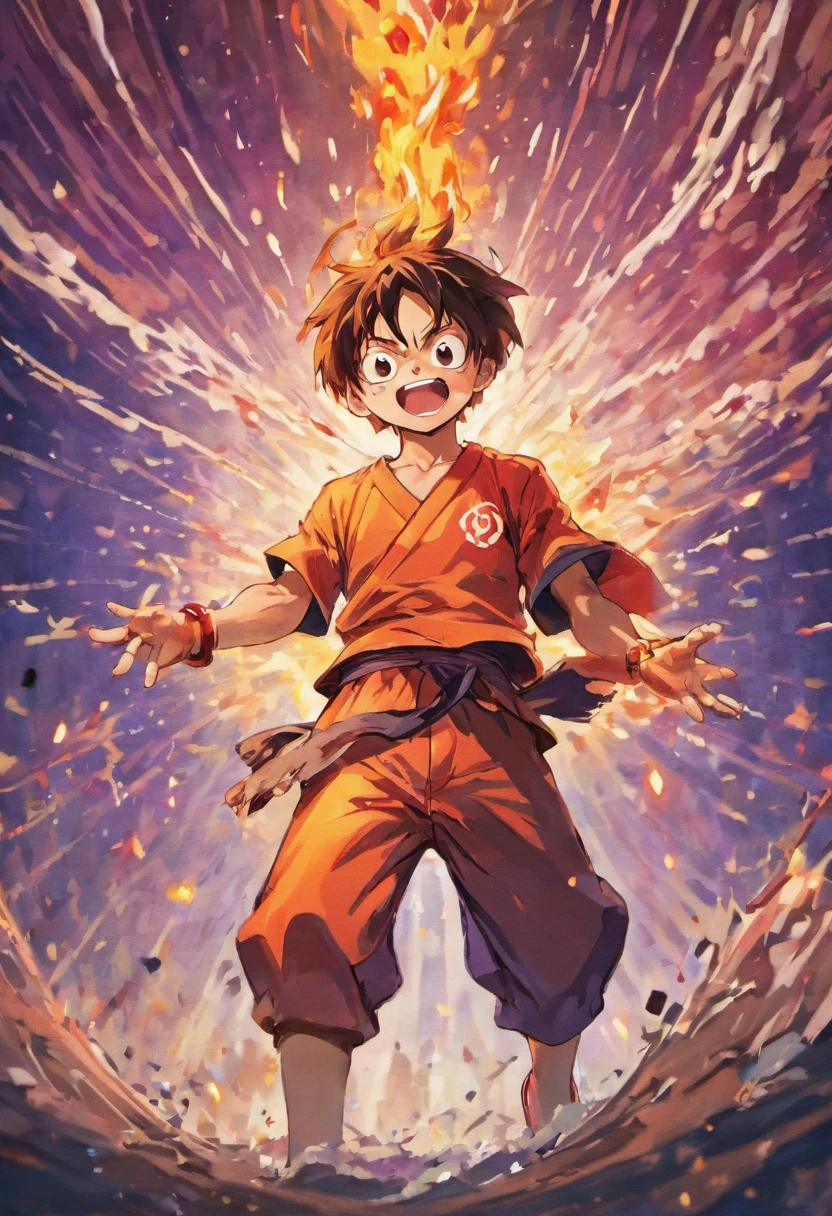 Design an awesome poster,Featuring 5-speed Luffy as the main character "One piece" Cool. Capture the essence of his burning determination and fortitude,Because he unleashed his anger on the enemy. shorten, Bold, And strongly conveys the raw power of Luffy's anger.
