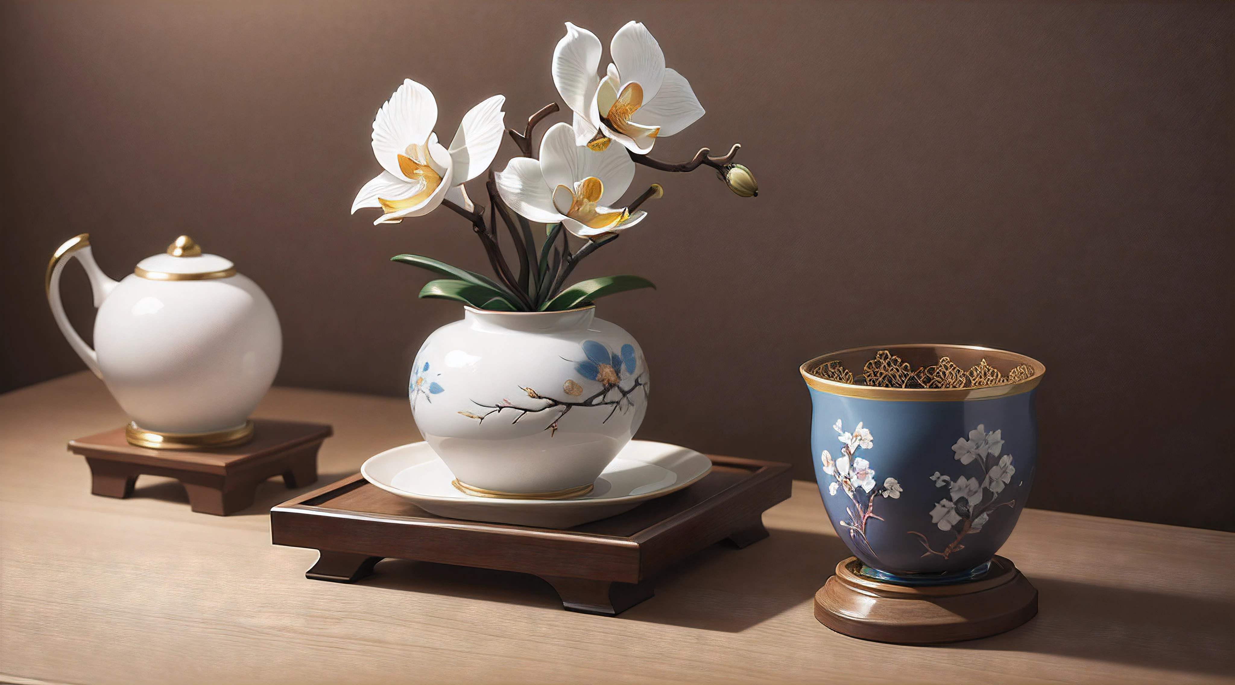 Orchid branches, porcelain enamel color
, in line form, very sharp