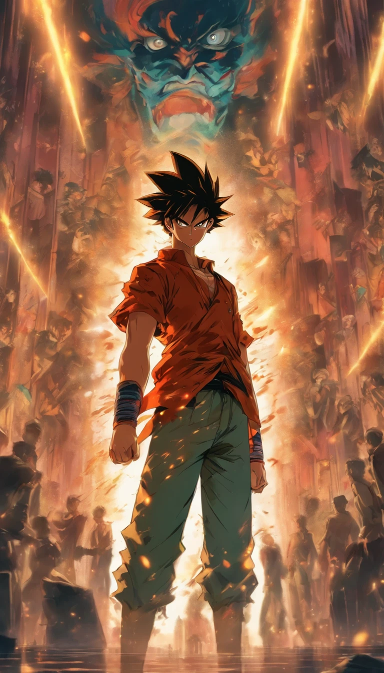A furious young man standing in the center of the room, pointing at the person in front of him with a look of indignation and dissatisfaction, surrounded by a secret room filled with hidden weapons, with a hint of cunningness in the dim light, ,32k, best quality, masterpiece, super detail, high details by Jidaimono Anime Style