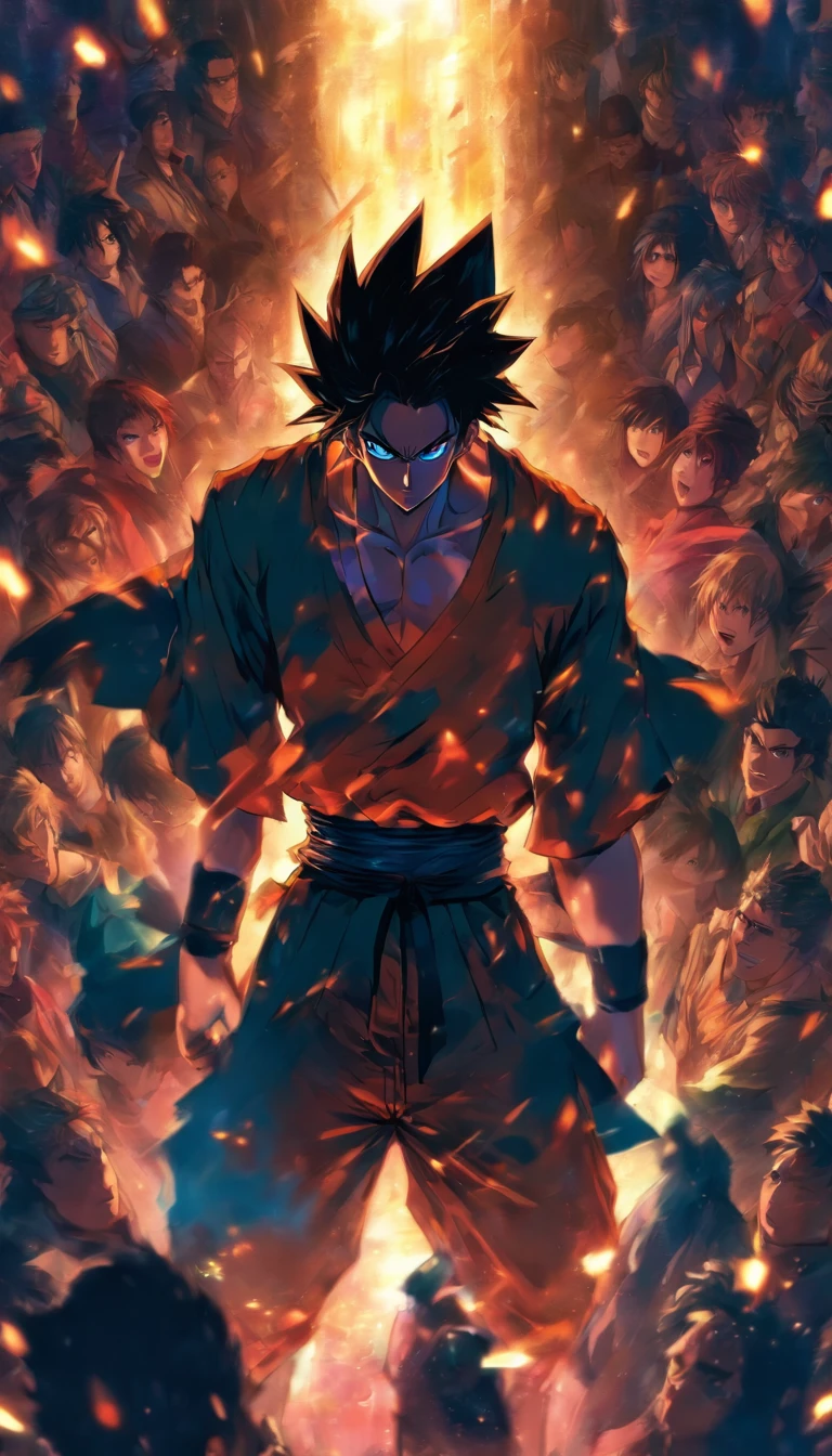 A furious young man standing in the center of the room, pointing at the person in front of him with a look of indignation and dissatisfaction, surrounded by a secret room filled with hidden weapons, with a hint of cunningness in the dim light, ,32k, best quality, masterpiece, super detail, high details by Jidaimono Anime Style