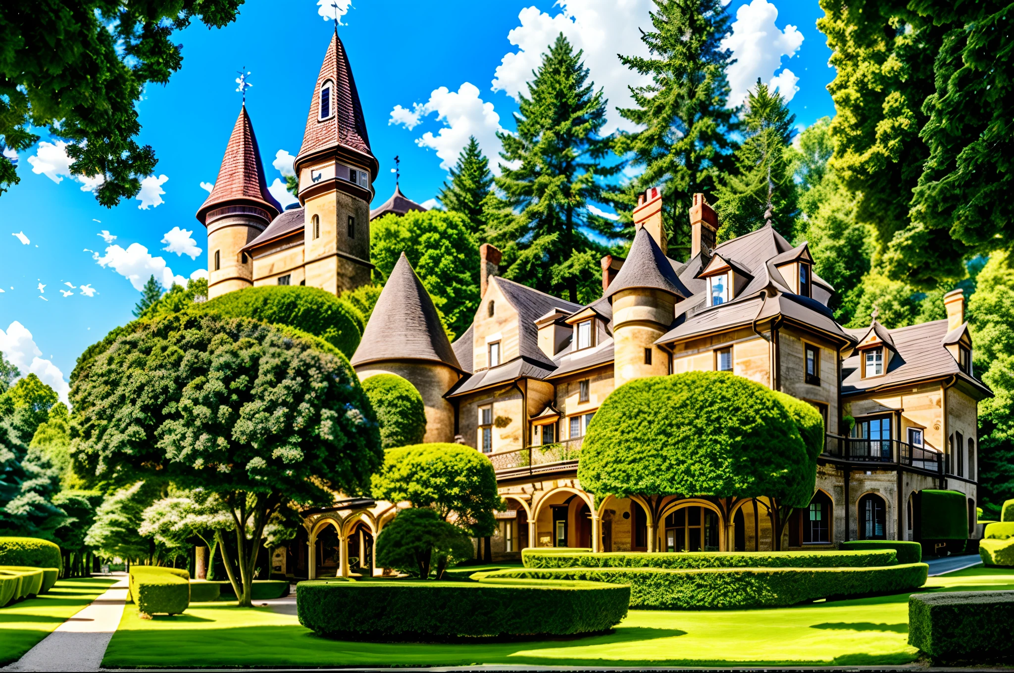 Forest Castle,photorealestic,Wonderful fairytale world