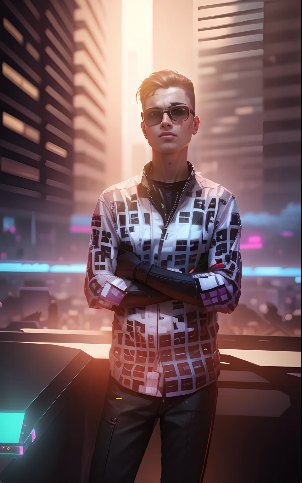 Change background cyberpunk realistic face