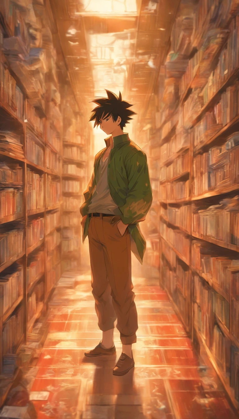 A young man standing in a spacious room, holding a postcard in his hand. The postcard features a photo of Nalan Wan'er, and he looks at it with a heavy heart. ,32k, best quality, masterpiece, super detail, high details by Jidaimono Anime Style