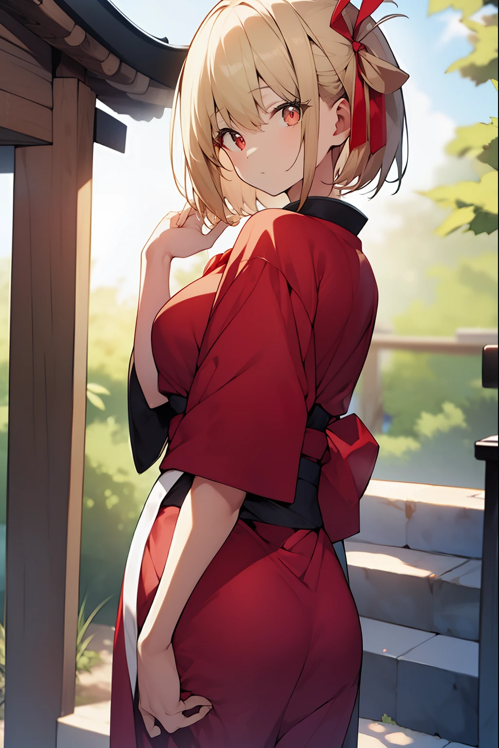 (masterpiece:1.2), best quality:1.6, unity 8k wallpaper, (extremely detailed face:1.4), extremely detailed CG, (kinomoto sakura, green eyes, , small breast,solo)dding, kimono, japanese clothes, no bra, open breast clothes, liipple, show off nipple:o panties, very skirt, lift skir off pussy:1.6, sandales, embarrassed, open moutinto shrine, extremely detailed fingers,