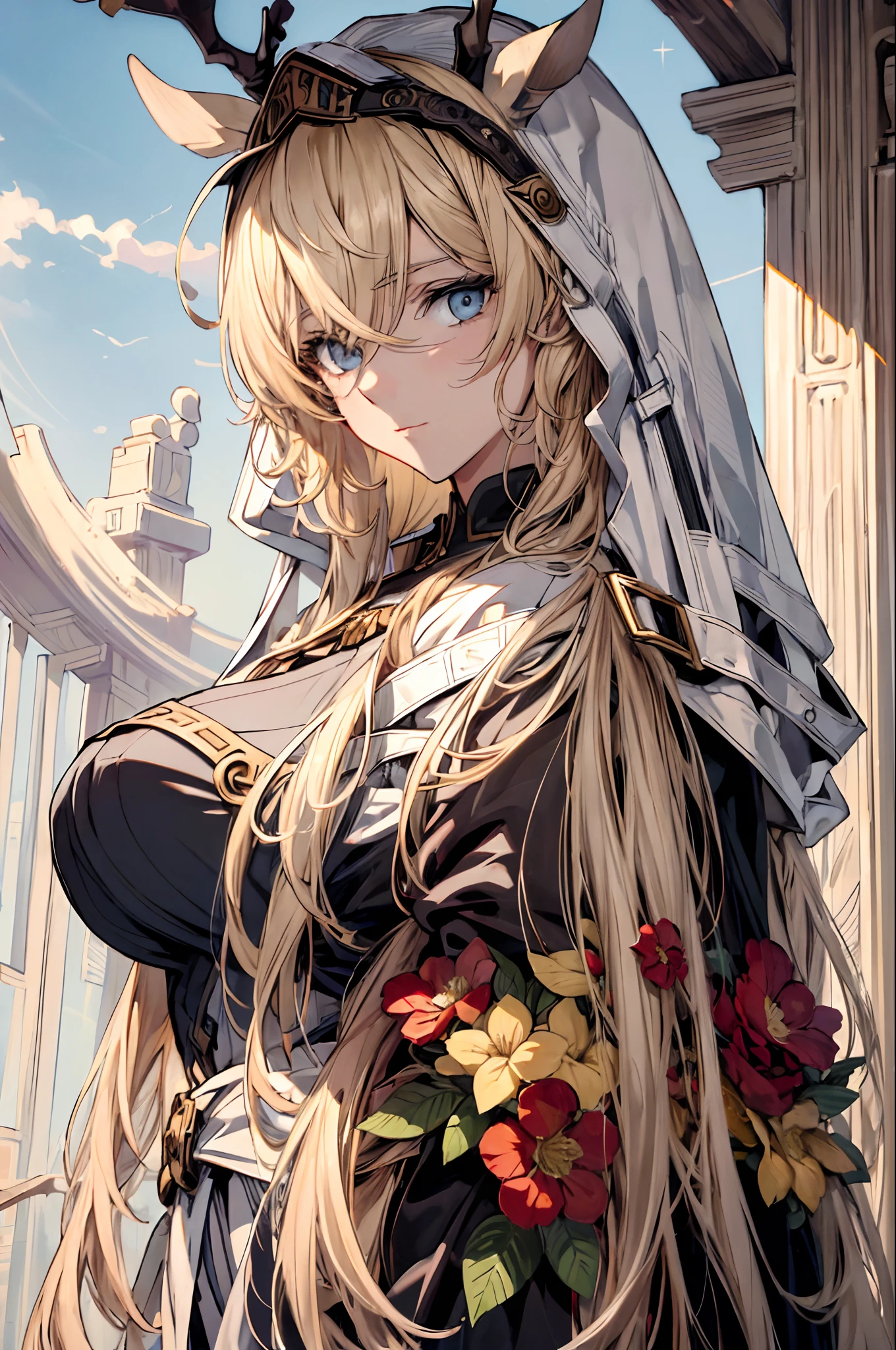 (((Masterpiece))),(incredibly_absurderes),(Best quality),(A high resolution),(Highly detailed),((CG unity 8k wallpaper))，Facial portrait of a European woman，with long coiled hair，blond hairbl，Floral frame，Decorative panels，abstract artistic，Alphonse Mucha（tmasterpiece，best qualtiy，A high resolution：1.4），A detailed，complexdetails，4K，splash of color，line art，Fibonacci,