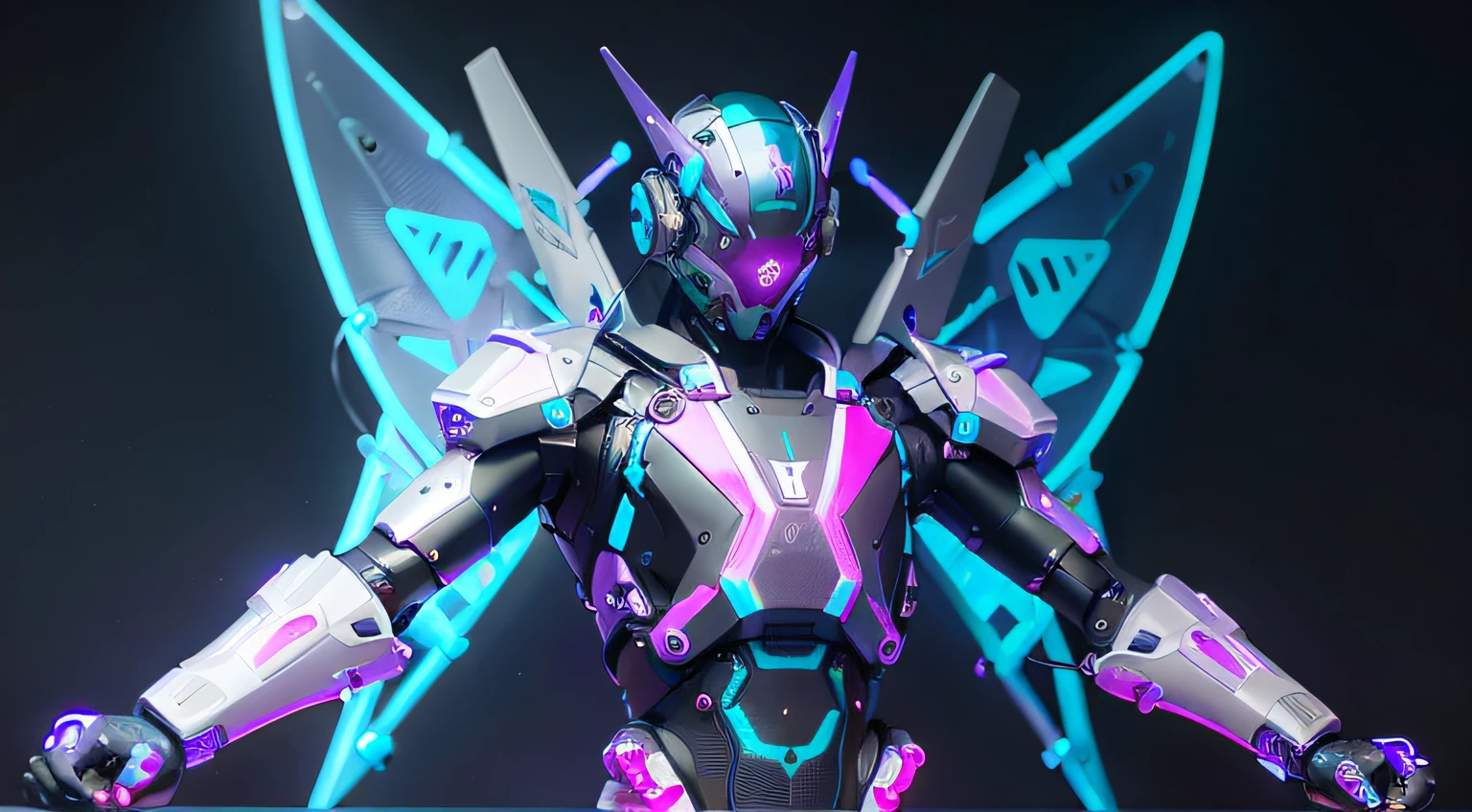 MALE. MAN. MAN. MALE..wings leds, divine paradise. neon blue and Purple butterfly wings leds. heavenly illumination. God. Holy robotic. levitating. Position of god. Deitado na cama. strong, robust and masculine body. fat arms. Position of divinity. Floating. divine statue, pedestal, holy pedestal. levitating. masterpiece, best quality, a close up of a futuristic looking cyborg man with a fantastic cyber helmet head with blue and Purple triangle led lights and a halo, full body, dancing. dance. synthwave ballad. silver pants. wearing a blue and Purple techwear jacket, white church in background. jump, full body, robotic legs. divine statue, pedestal, holy pedestal. neon blue and Purple butterfly wings leds. MASCULINE. MALE