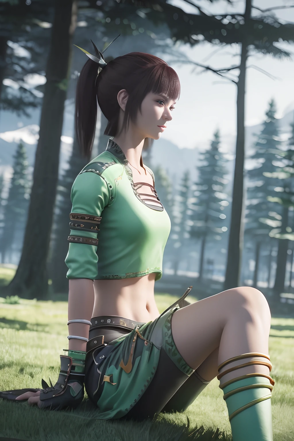 leiyin,grassy fields,sitting