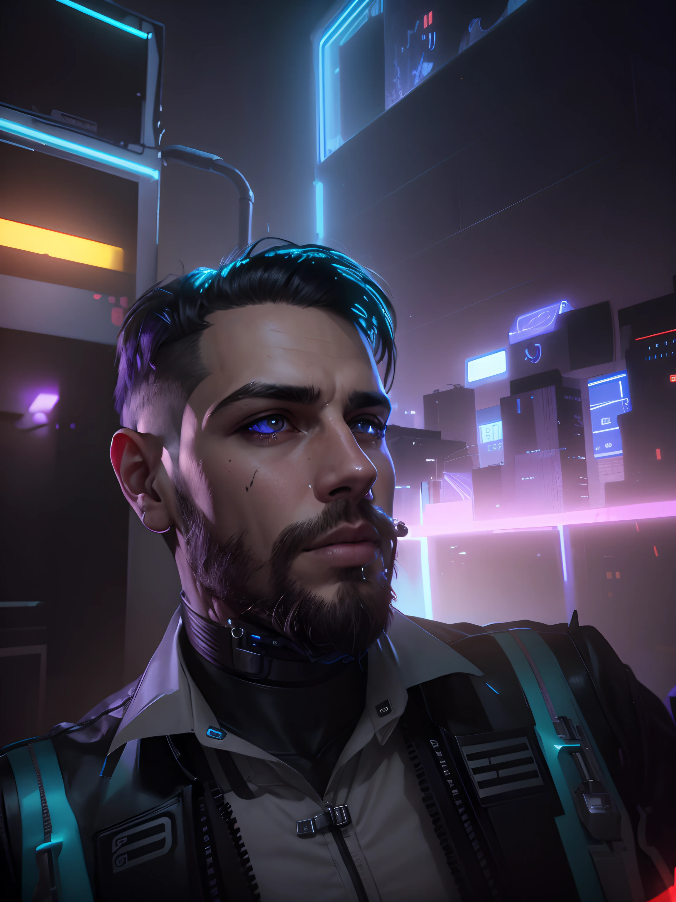 Change background cyberpunk handsome boy, realistic face, 8k, ultra realistic,